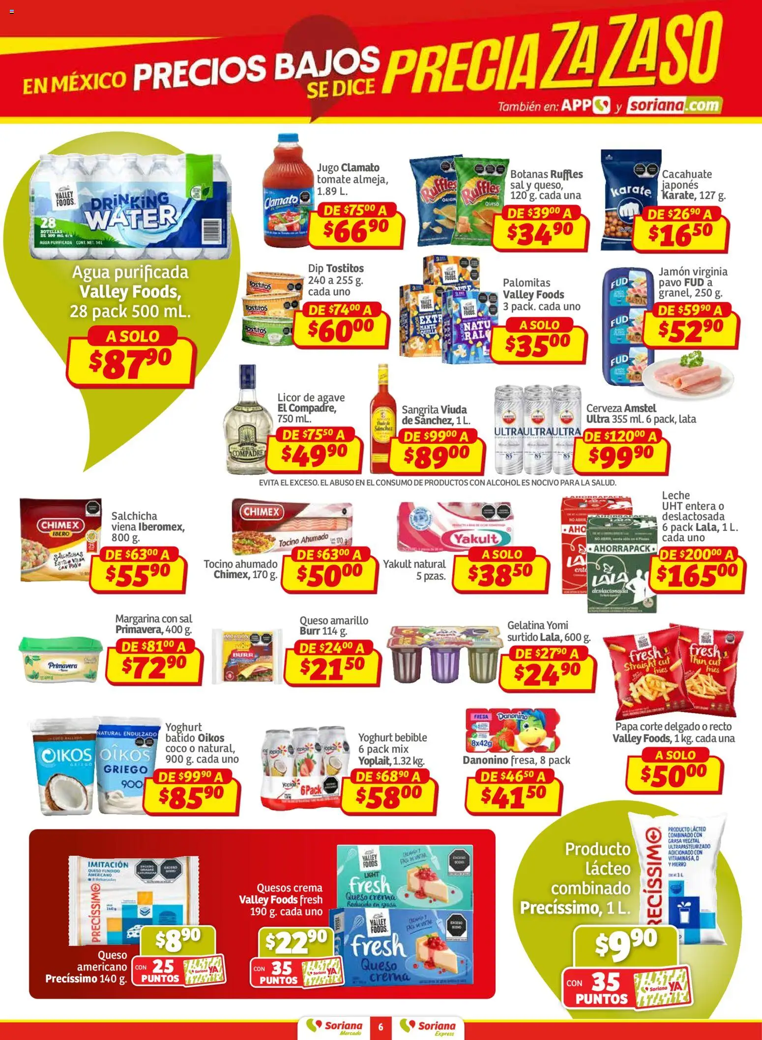 Nuevas ofertas de Soriana válidas en toda la República Mexicana desde el 02.01.2026. ¡Encuentra las mejores ofertas en Soriana - Pesito Valedor Mercado: Nay, Sin, Son ! | Página: 6 | Productos: Gelatina, Salchicha, Tomate, Leche