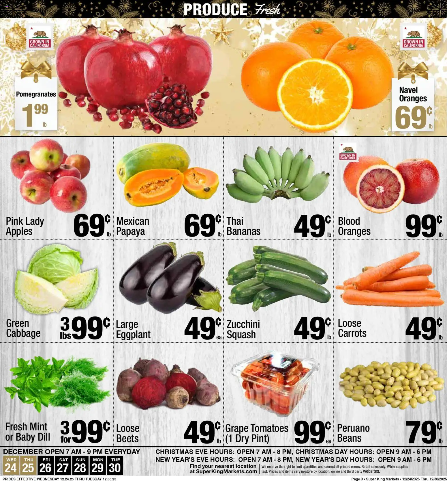 Super King - Weekly Ad - valid from 24.12.2025 | Page: 9 | Products: Squash, Zucchini, Eggplant, Cabbage