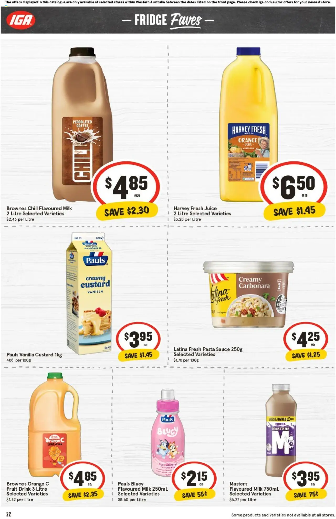 IGA catalogue - valid from 22.10.2025 | Page: 25 | Products: Milk, Pasta, Sauce, Fridge