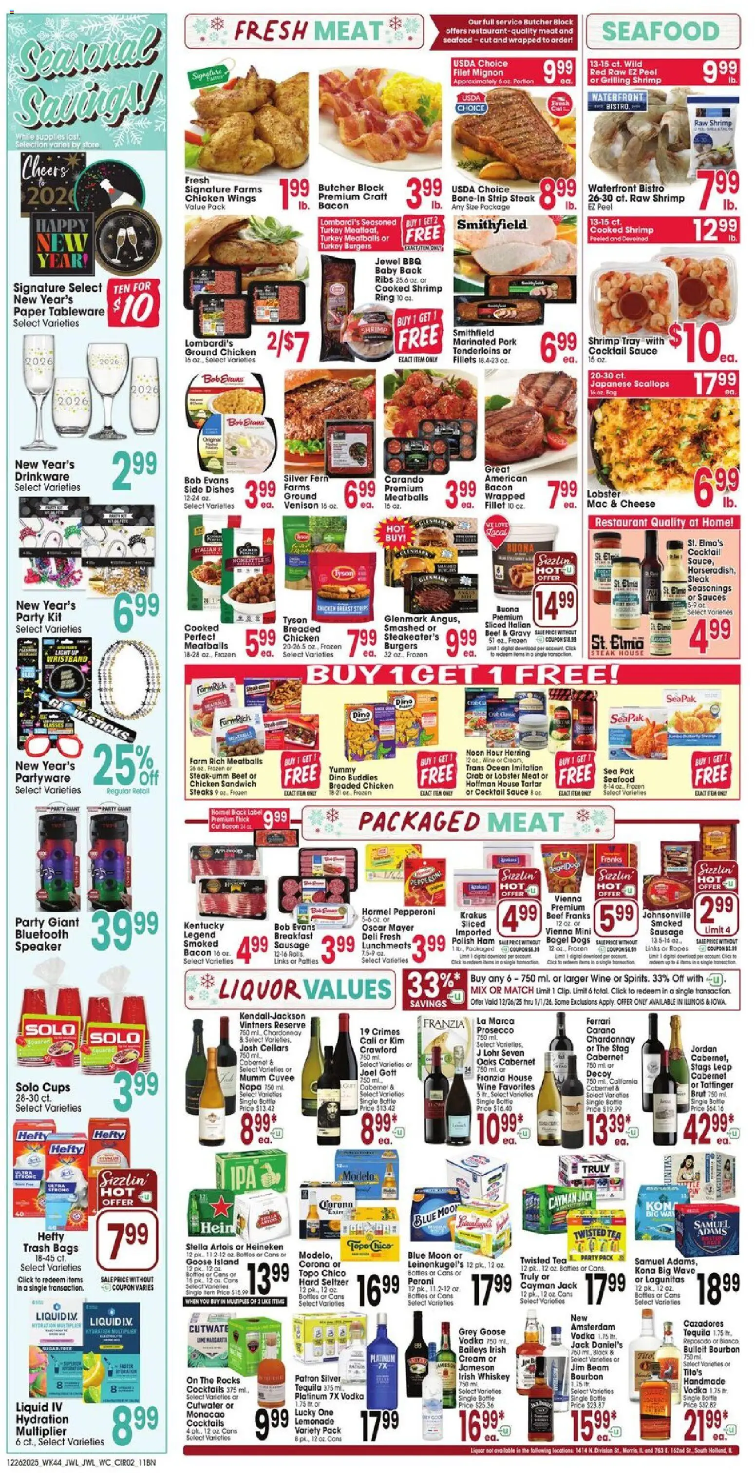 Jewel Osco Weekly Ad - valid from 26.12.2025 | Page: 2 | Products: Wine, Tea, Beef, Sauce