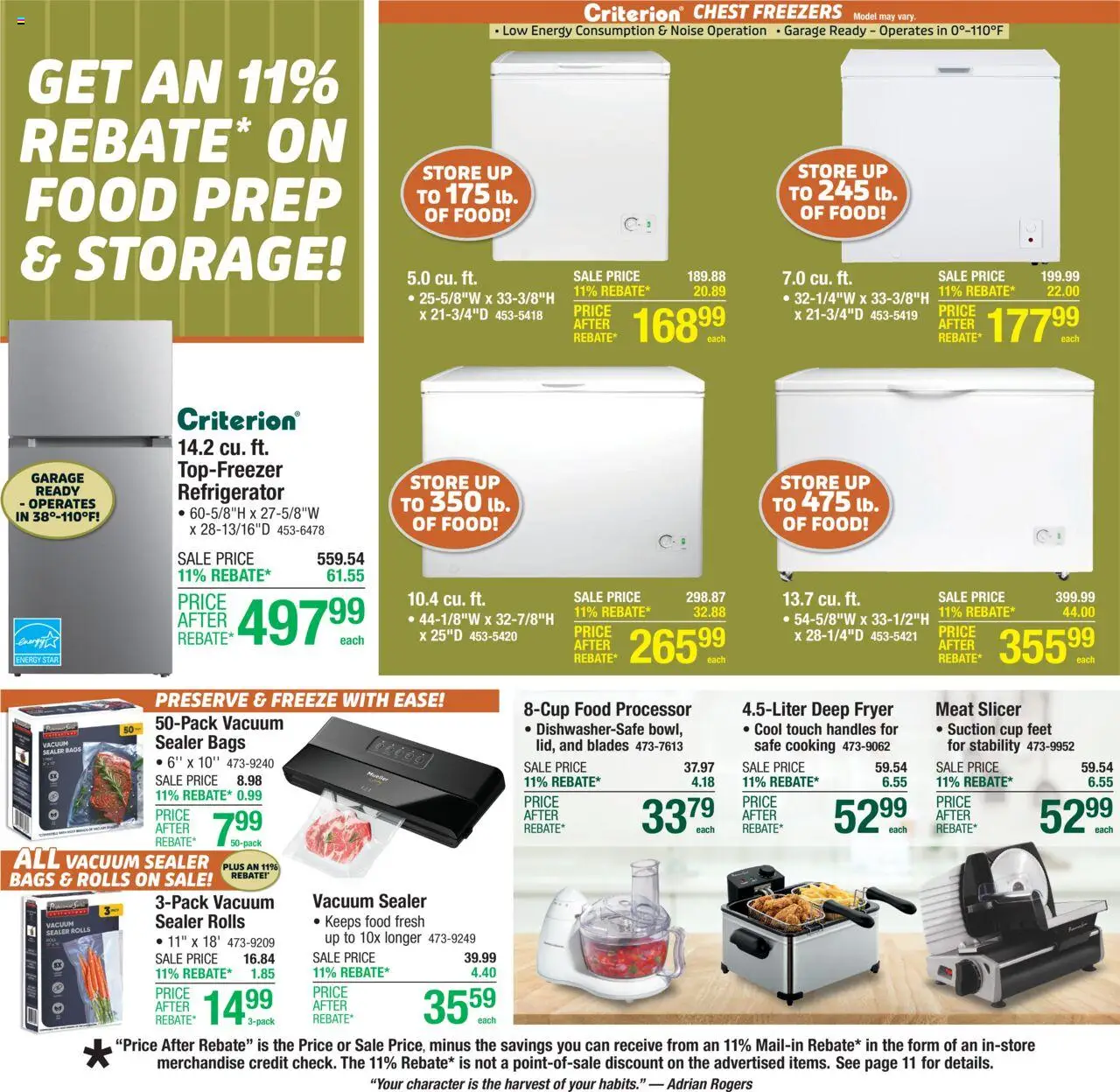 Menards - Weekly Ad - valid from 08.10.2025 | Page: 10 | Products: Fryer, Safe, Vacuum, Refrigerator