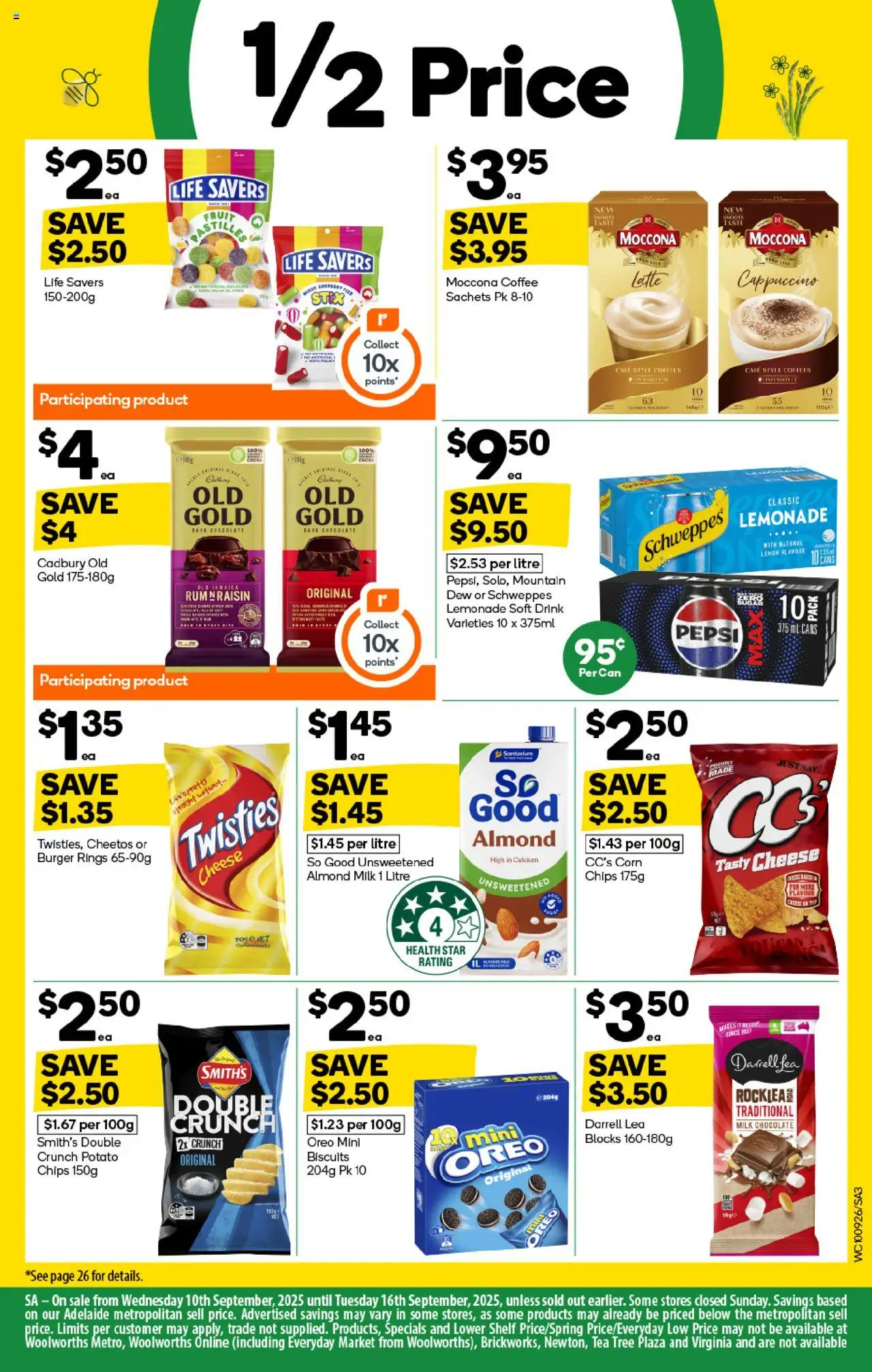 Woolworths catalogue - valid from 10.09.2025 | Page: 3 | Products: Tea, Pepsi, Chips, Moccona