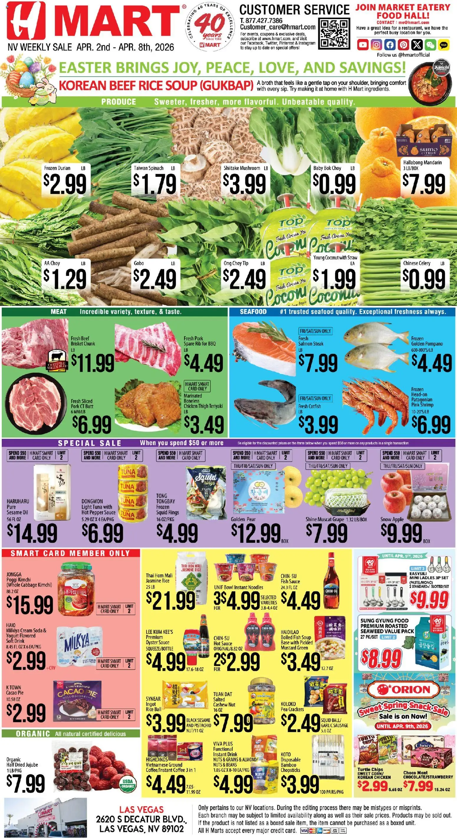 Hmart ENGLISH - Nevada - valid from 02.04.2026 | Page: 1 | Products: Pork, Beef, Cream, Seafood