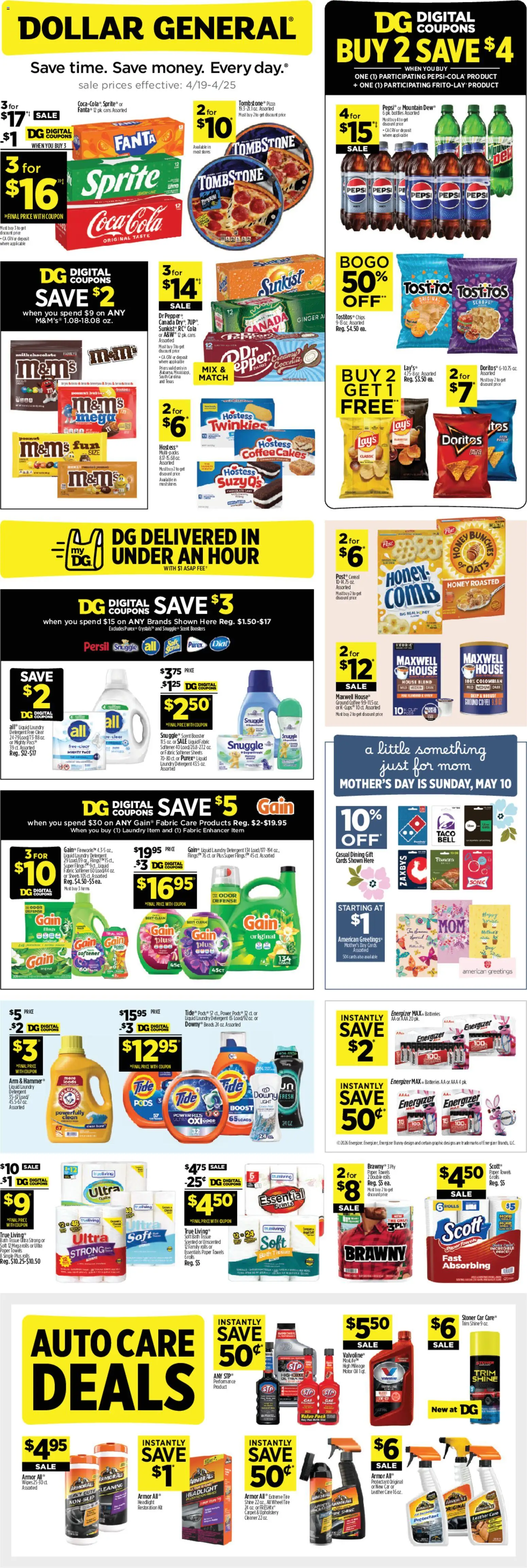 Dollar General Weekly Ad - TX - valid from 19.04.2026 | Page: 1 | Products: Ginger, Tire, Chocolate, Chips