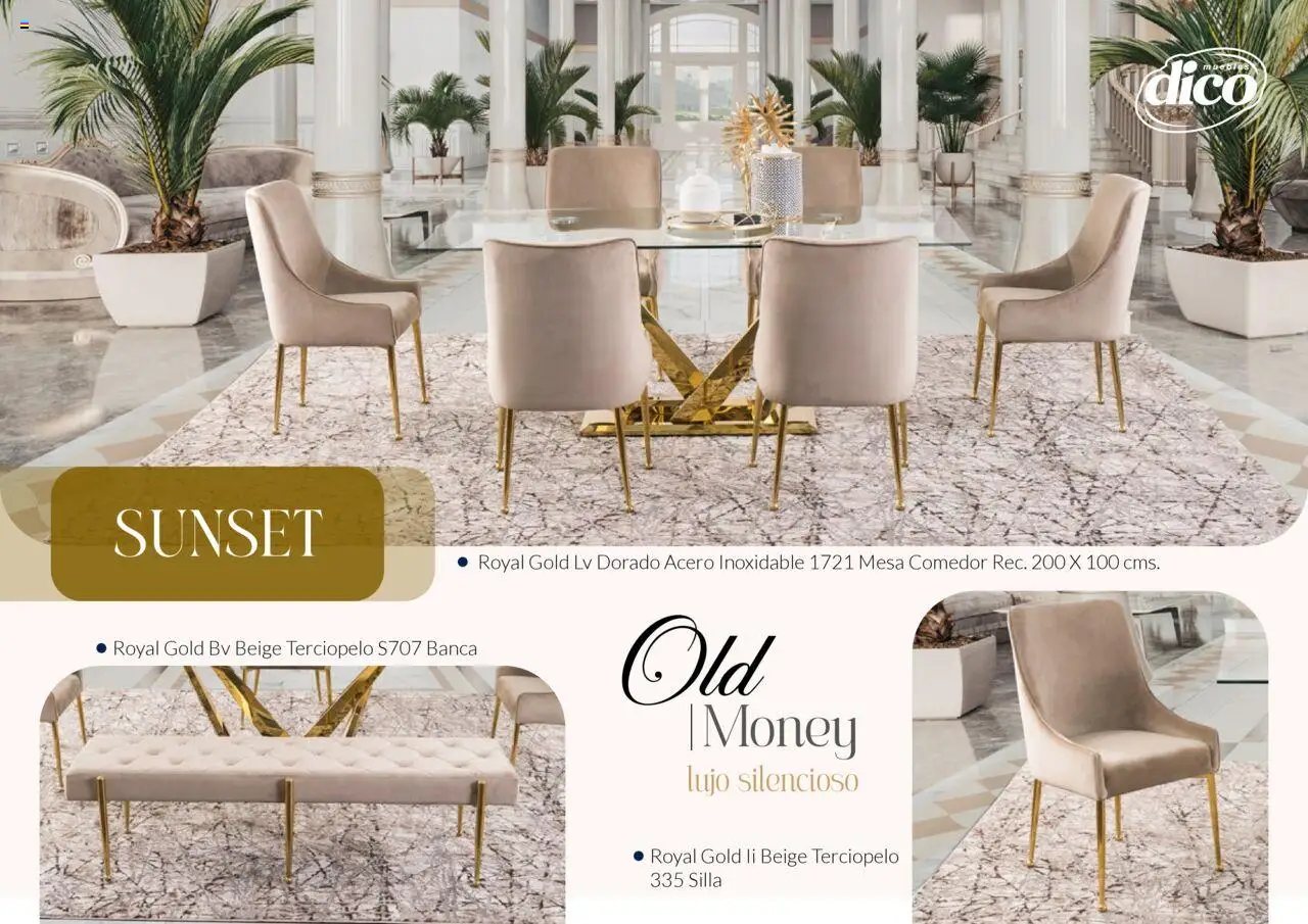 Nuevas ofertas de Muebles Dico válidas en toda la República Mexicana desde el 13.02.2025. ¡Encuentra las mejores ofertas en Muebles Dico catálogo Colección Old Money! | Página: 14 | Productos: Silla, Mesa
