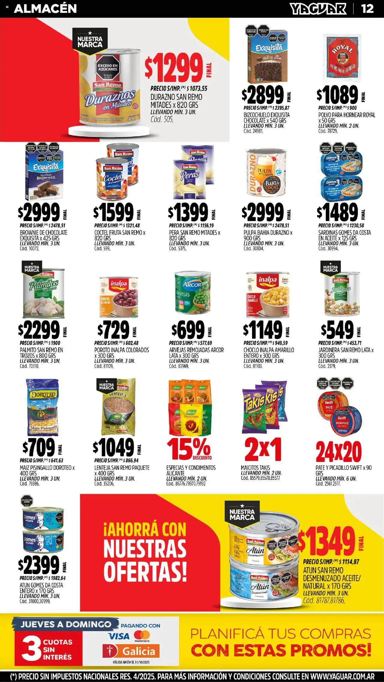 Yaguar - Bahía Blanca │ válido desde el 20.10.2025 | Página: 11 | Productos: Durazno, Aceite, Polvo, Palmitos