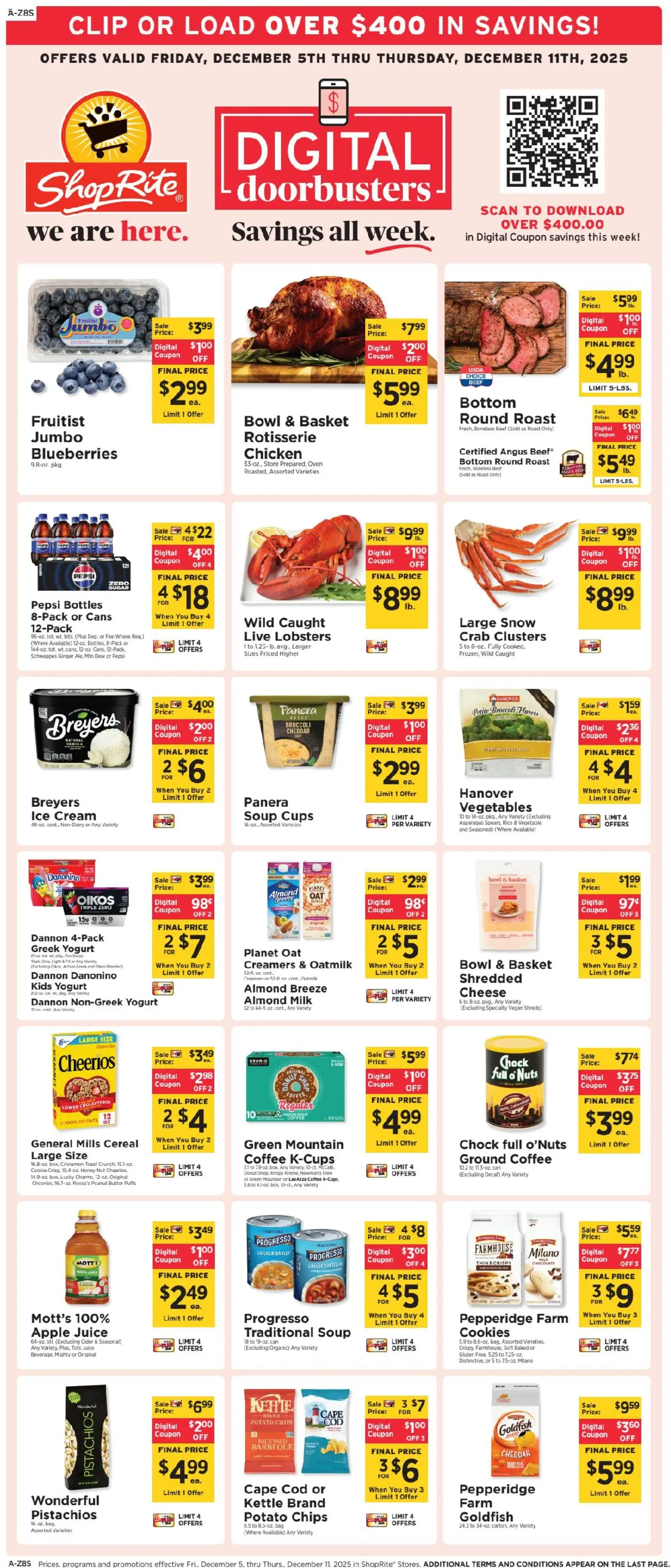 ShopRite Weekly Ad - valid from 04.12.2025 | Page: 1 | Products: Asparagus, Yogurt, Beef, Cream