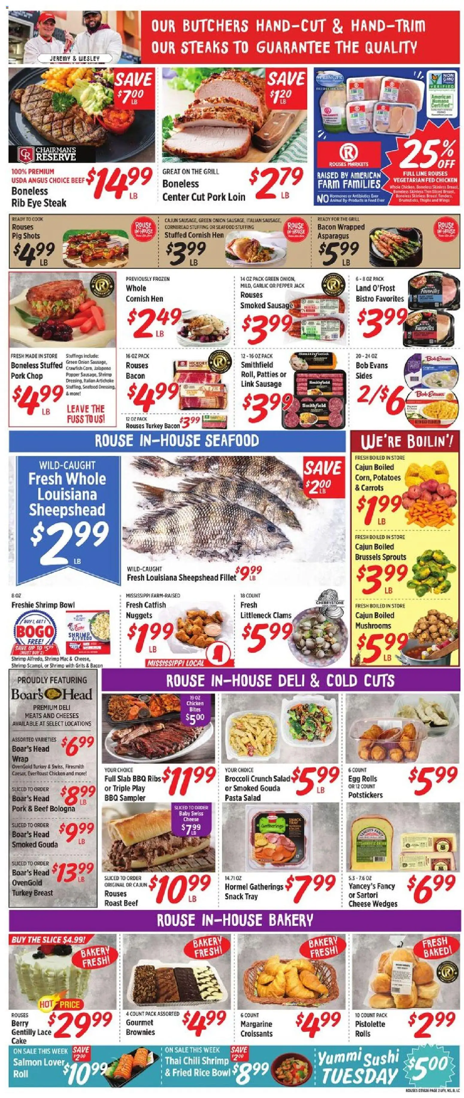 Rouses Weekly Ad - LA - valid from 18.03.2026 | Page: 3 | Products: Bakery, Asparagus, Cheese, Seafood