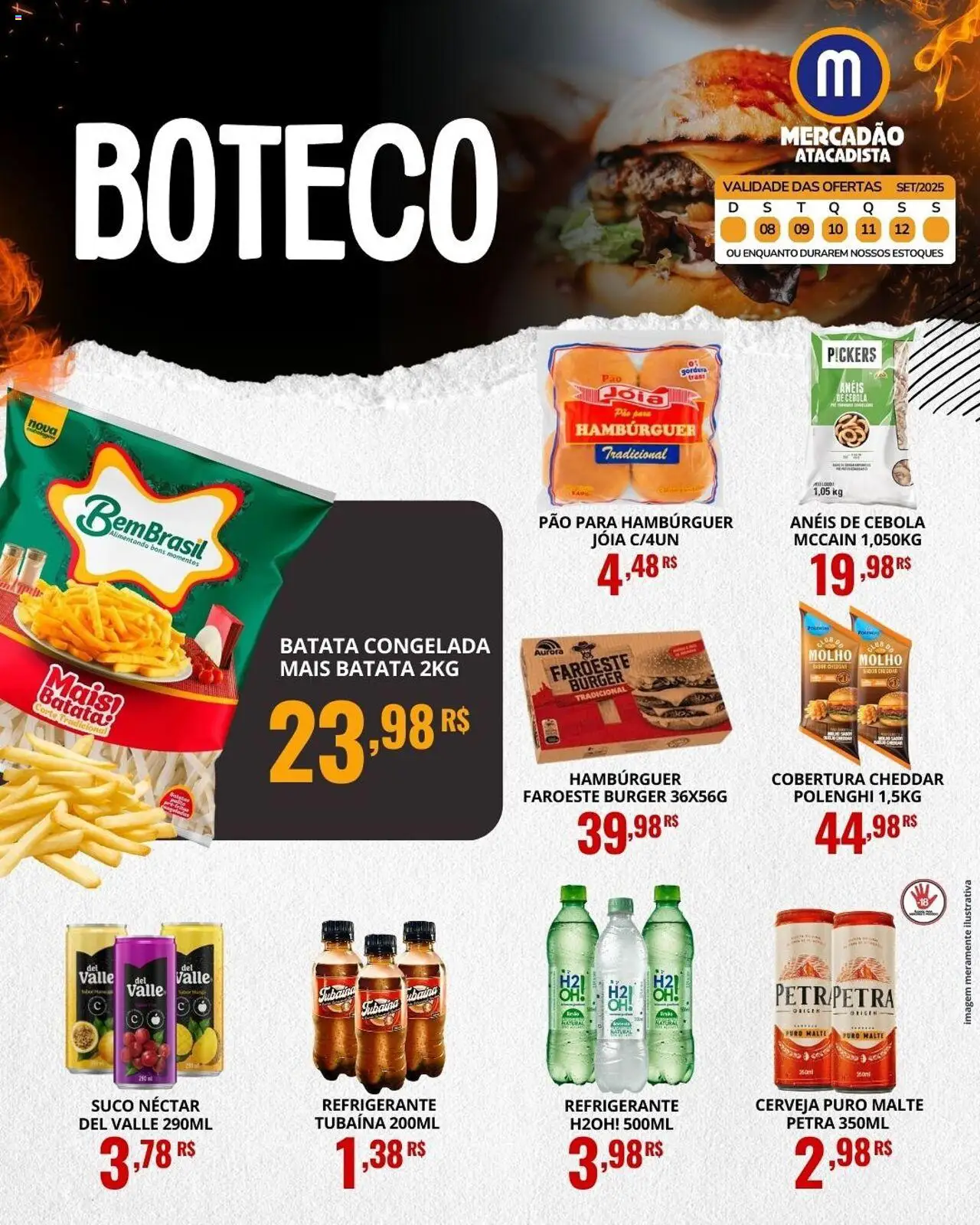 Mercadão Atacadista Folheto - válido de 08.09.2025 | Página: 4 | Produtos: Cebola, Pão, Cheddar, Batata