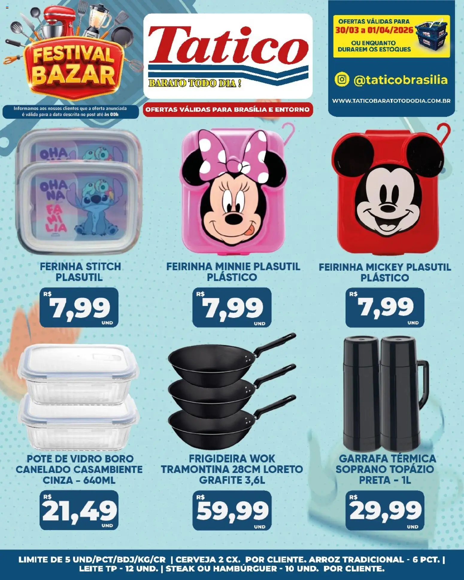 Tatico Folheto - válido de 30.03.2026 | Página: 3 | Produtos: Frigideira, Garrafa térmica, Arroz, Hambúrguer