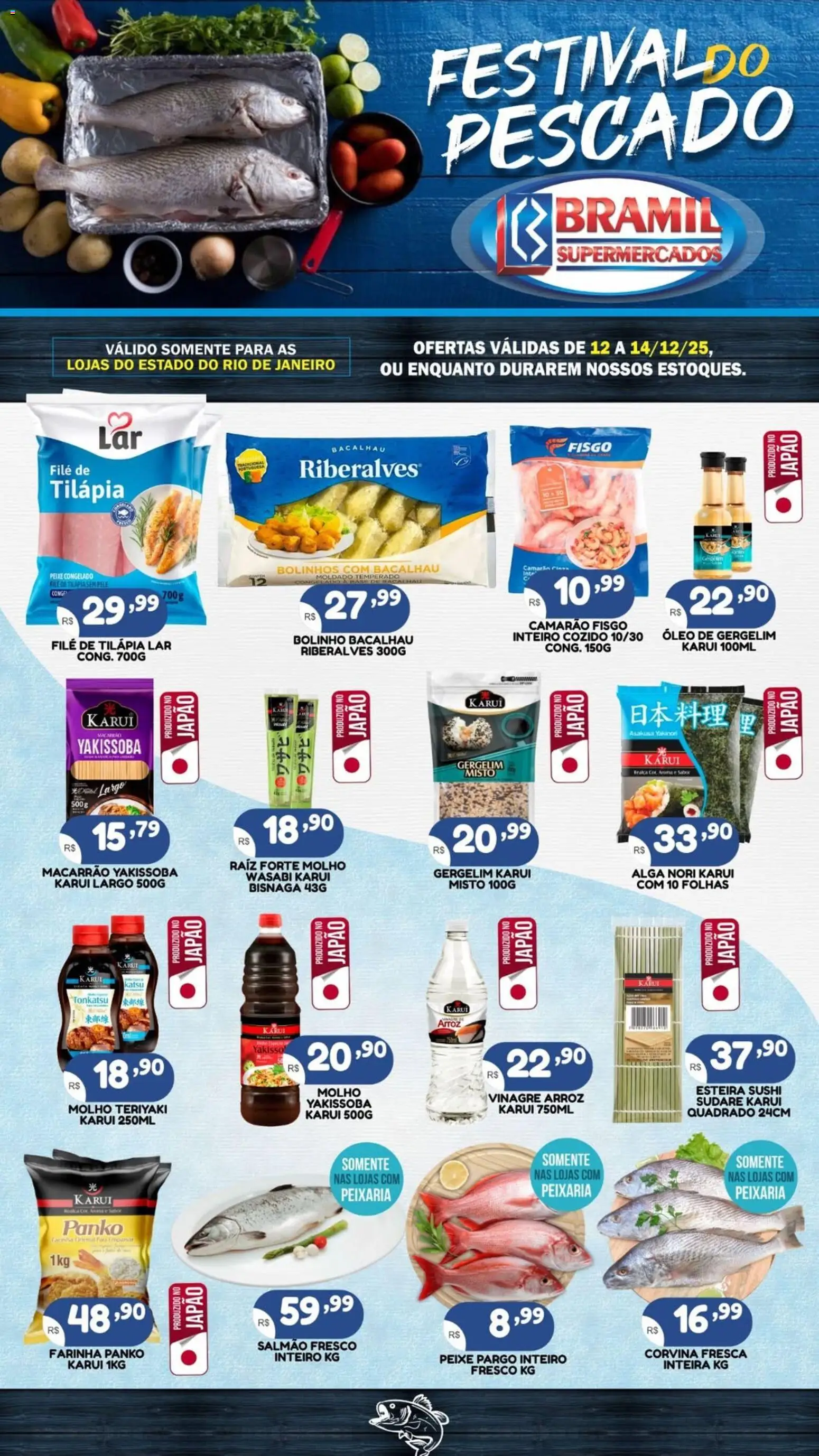 Bramil Supermercados Folheto - válido de 12.12.2025 | Página: 1 | Produtos: Wasabi, Tilápia, Peixe, Macarrão