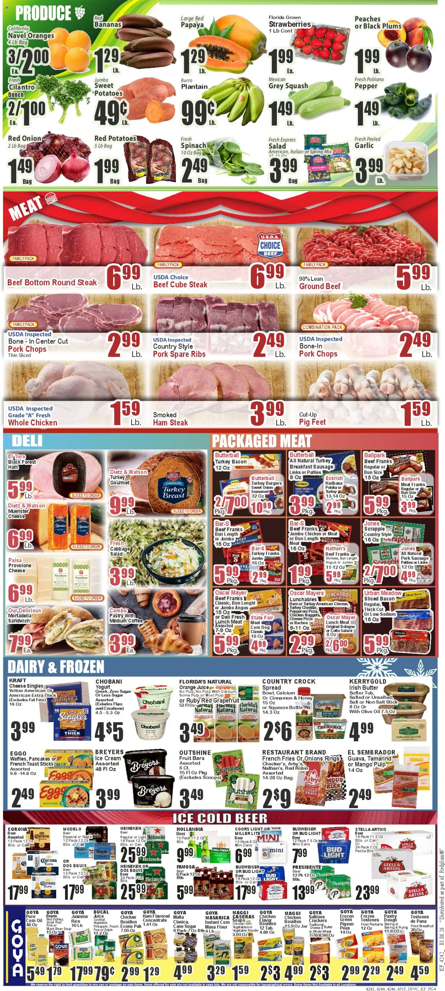 Key Food Weekly Ad - valid from 06.03.2026 | Page: 4 | Products: Oranges, Bananas, Cream, Sugar
