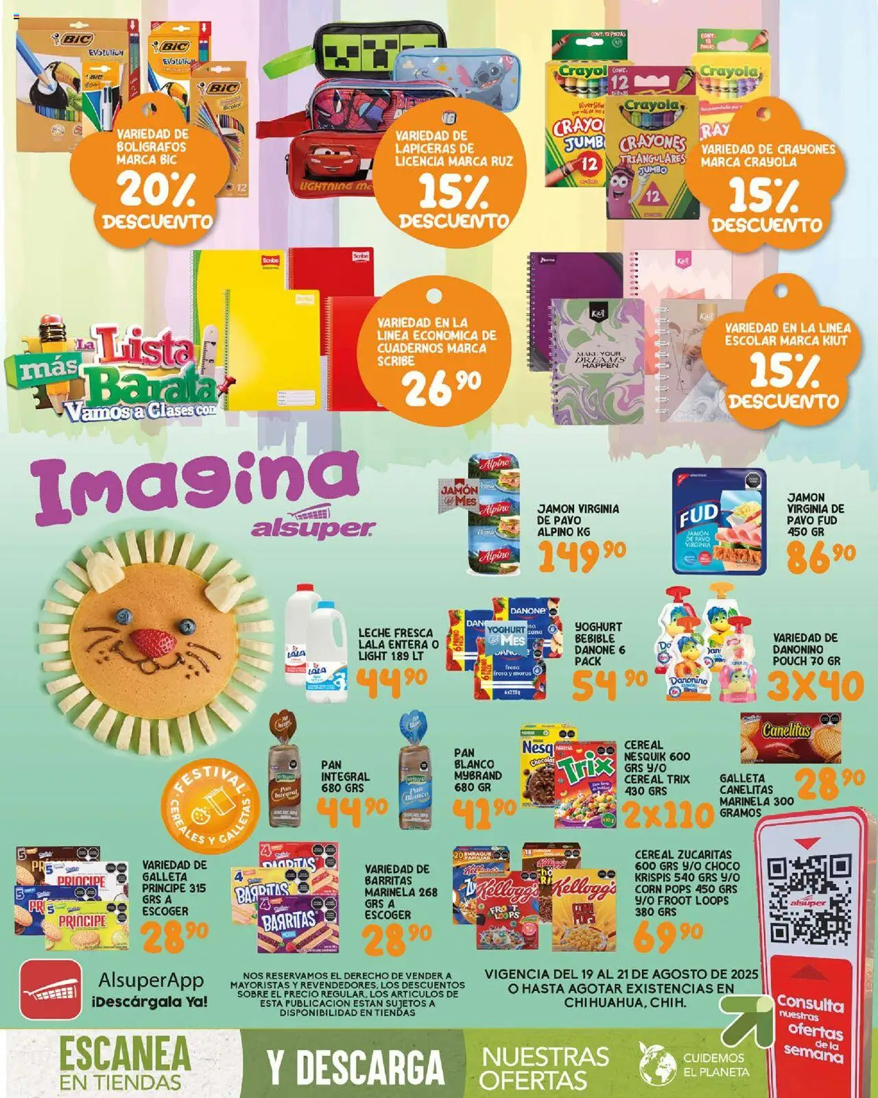 Nuevas ofertas de Alsuper válidas en toda la República Mexicana desde el 19.08.2025. ¡Encuentra las mejores ofertas en Alsuper folleto! | Página: 1 | Productos: Leche, Pan, Jamón, Sobre