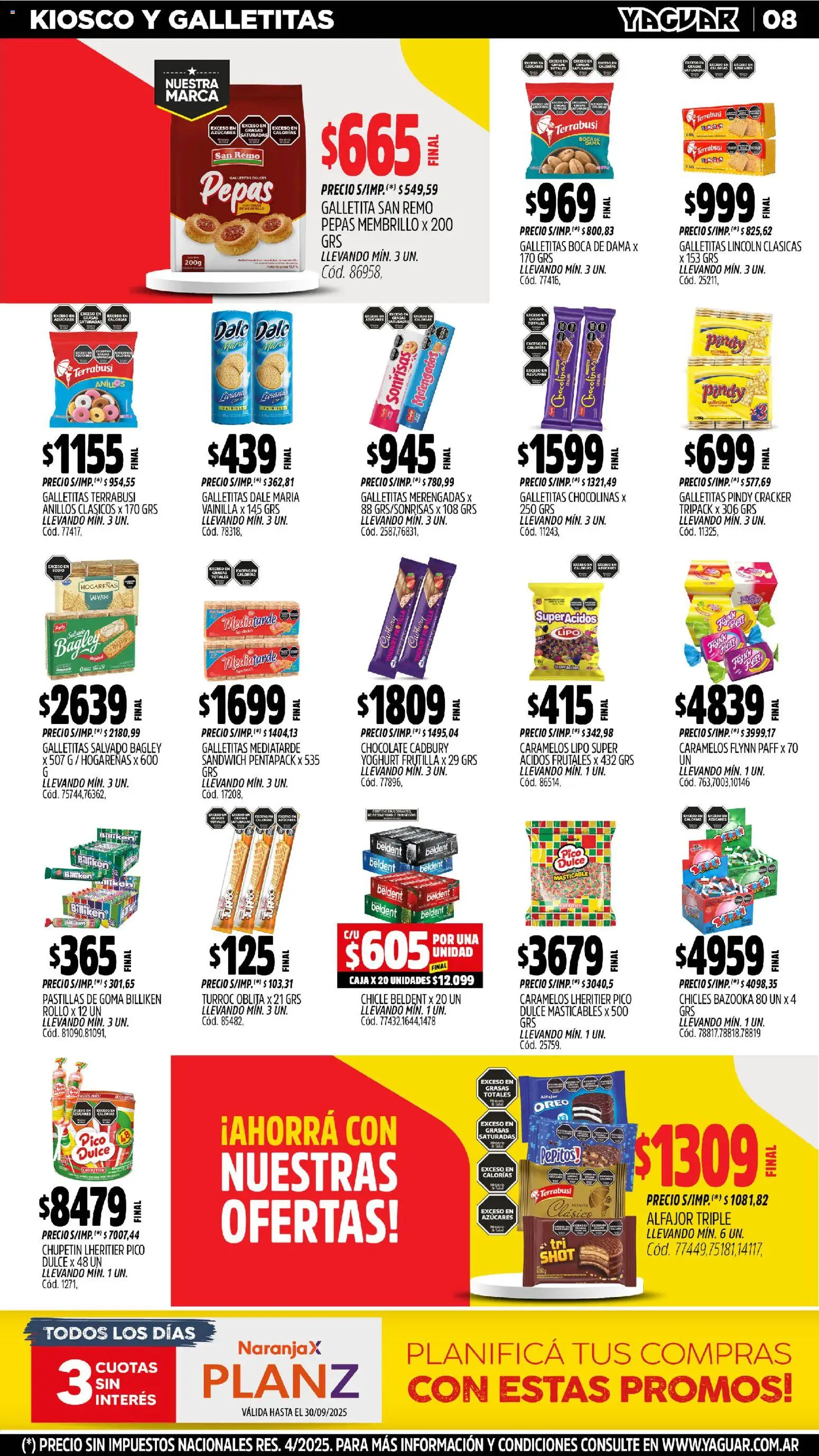 Yaguar - Mar del Plata │ válido desde el 27.10.2025 | Página: 8 | Productos: Pico, Galletitas, Caja, Chicle