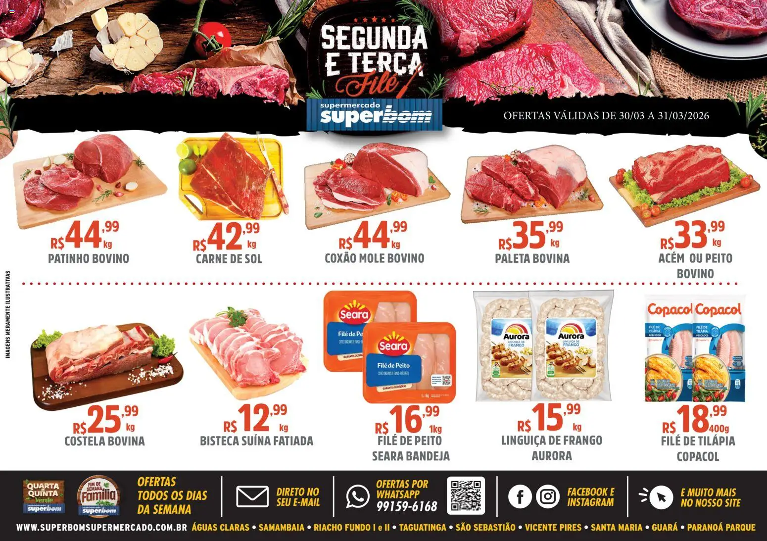 Superbom Folheto - válido de 30.03.2026 | Página: 1 | Produtos: Linguiça, Acém, Bandeja, Frango