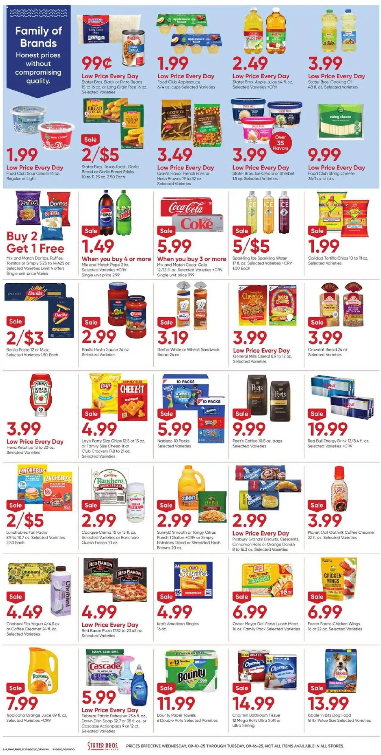 Stater Bros Weekly Ad - valid from 10.09.2025 | Page: 2 | Products: Cheese, Oil, Potatoes, Garlic