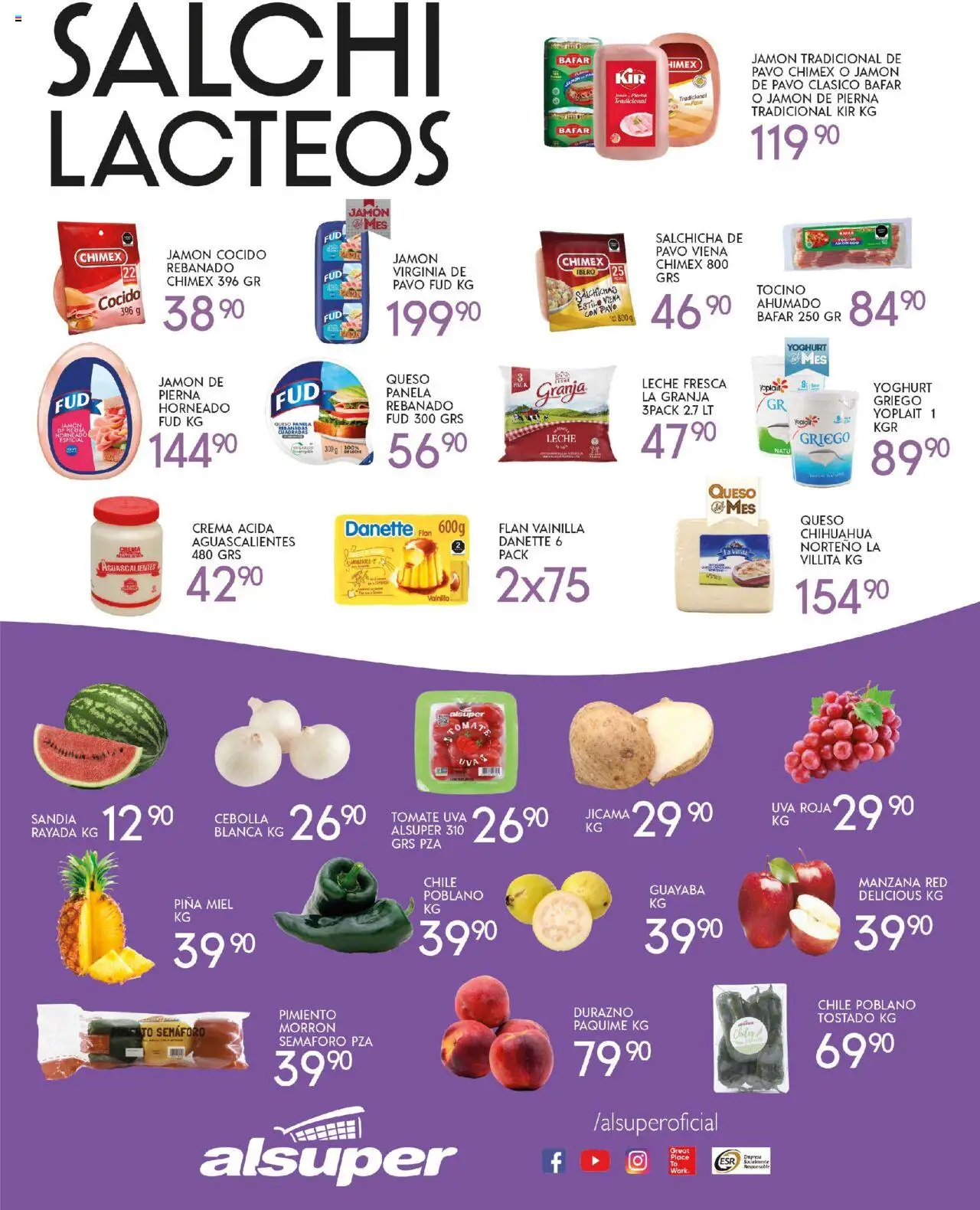Nuevas ofertas de Alsuper válidas en toda la República Mexicana desde el 23.09.2025. ¡Encuentra las mejores ofertas en Alsuper - Folleto Zacatecas! | Página: 3 | Productos: Jamón cocido, Sandía, Crema, Manzana