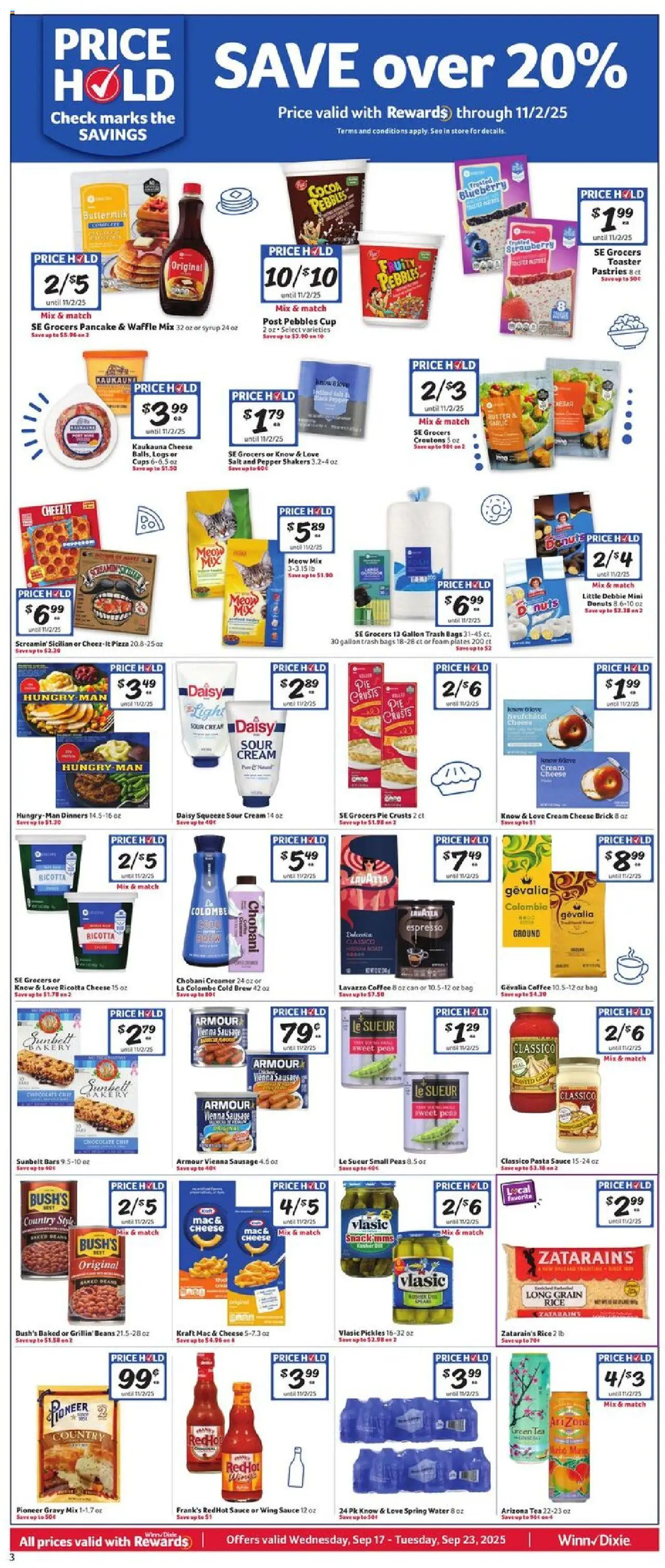 Winn Dixie Weekly Circular - LA - valid from 17.09.2025 | Page: 3 | Products: Toaster, Green Tea, Pizza, Tea