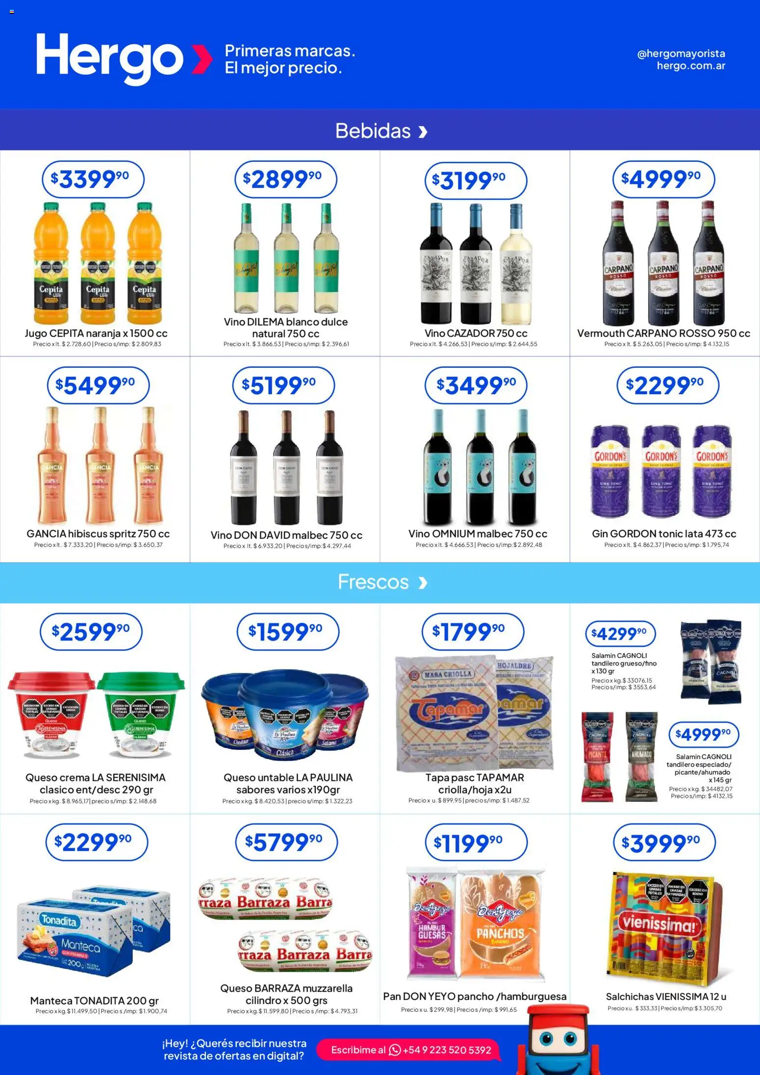 Hergo catálogo │ válido desde el 11.03.2026 | Página: 3 | Productos: Queso crema, Manteca, Pan, Vino