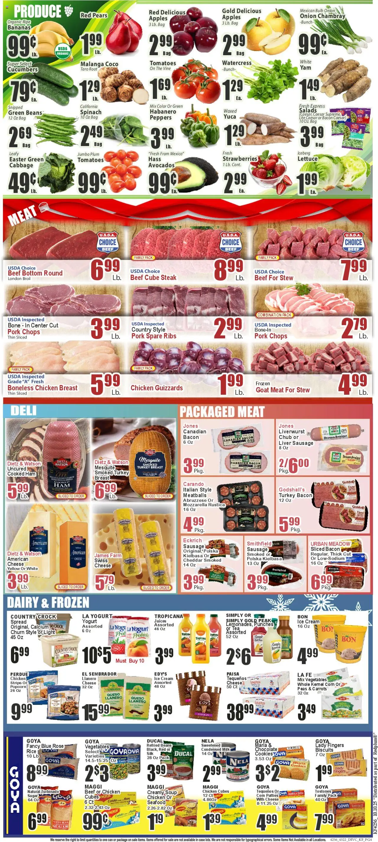 Key Food Weekly Ad - valid from 10.10.2025 | Page: 4 | Products: Plum, Ham, Apples, Cucumbers