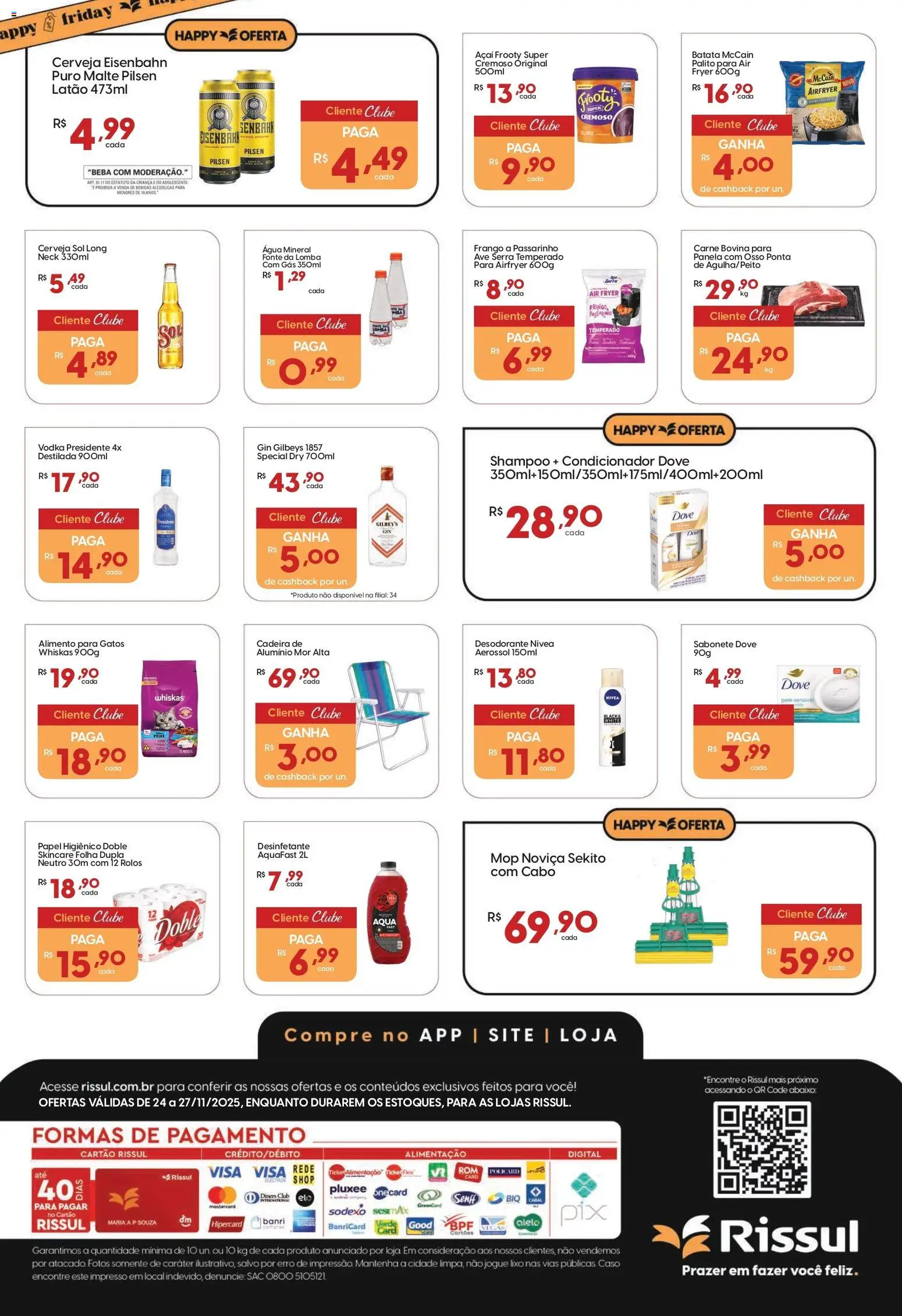 Rissul Folheto - válido de 24.11.2025 | Página: 2 | Produtos: Condicionador, Gin, Batata, Dove