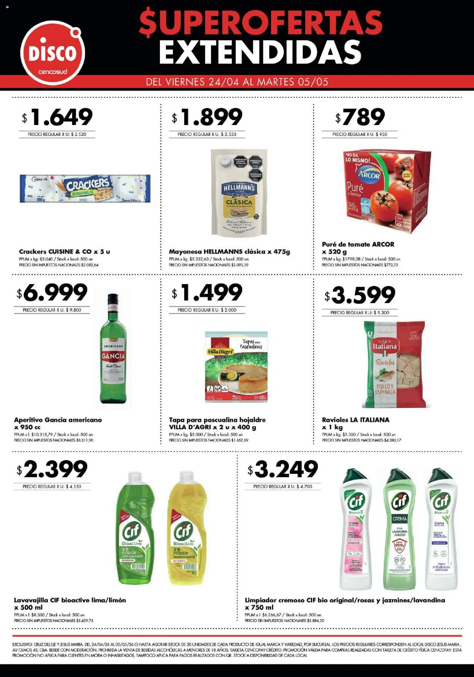 Disco - Super Ofertas Extendidas │ válido desde el 24.04.2026 | Página: 1 | Productos: Disco, Tomate, Espinaca, Crema