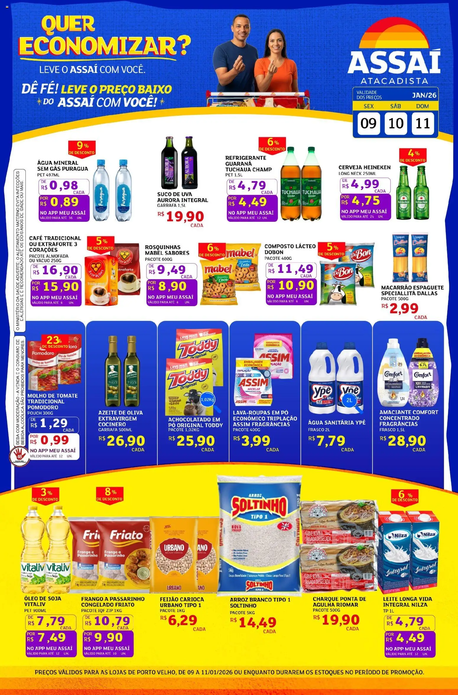 Assaí Atacadista Folheto - válido de 09.01.2026 | Página: 1 | Produtos: Espaguete, Guaraná, Almofada, Carne