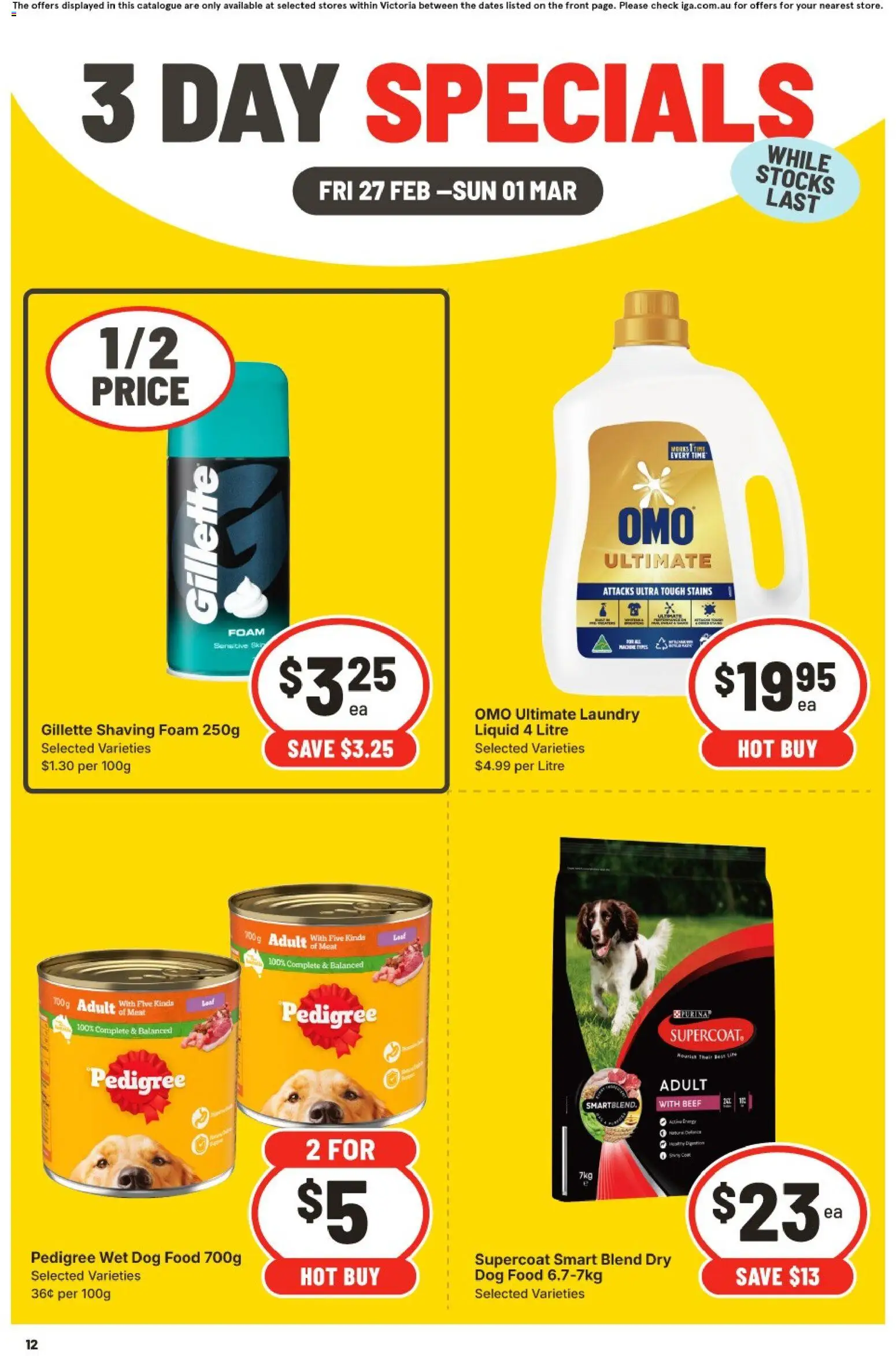 IGA catalogue - valid from 27.02.2026 | Page: 3 | Products: Shaving foam, Beef, Meat, Laundry