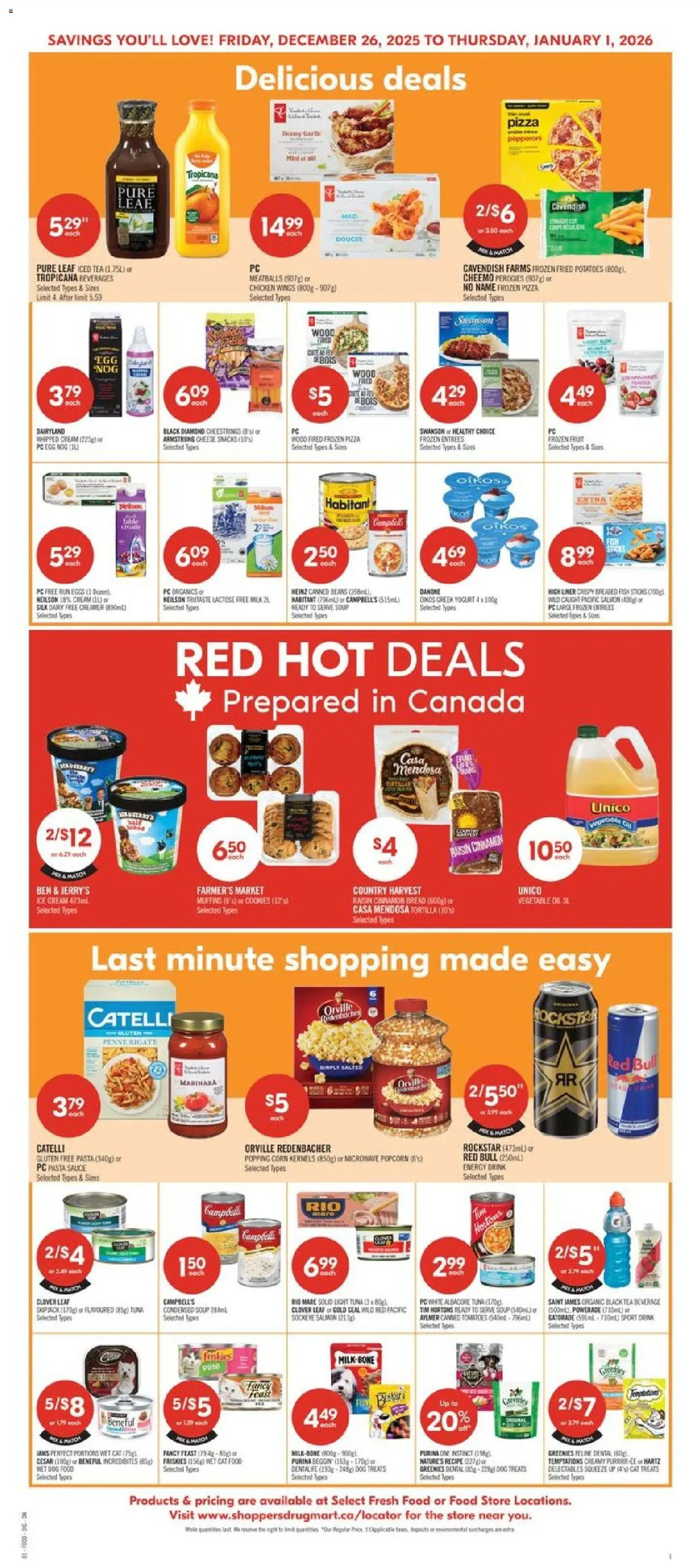 Shoppers flyer valid from 26.12.2025 | Page: 4 | Products: Pasta, Cream, Potatoes, Tomatoes