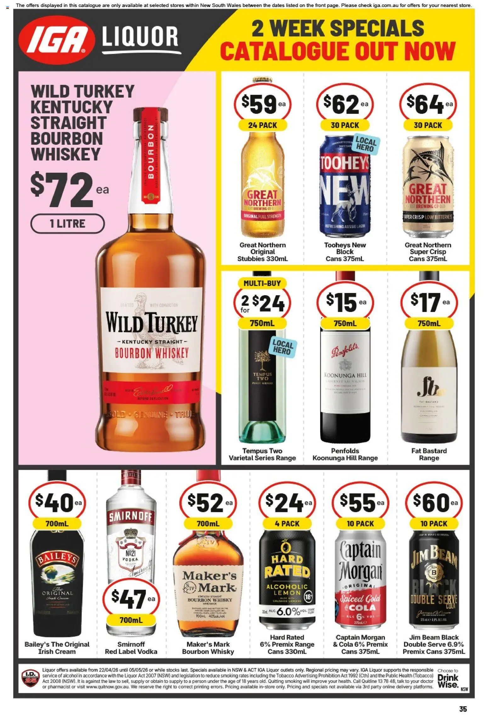 IGA catalogue - valid from 22.04.2026 | Page: 3 | Products: Bourbon, Vodka, Lemon, Turkey