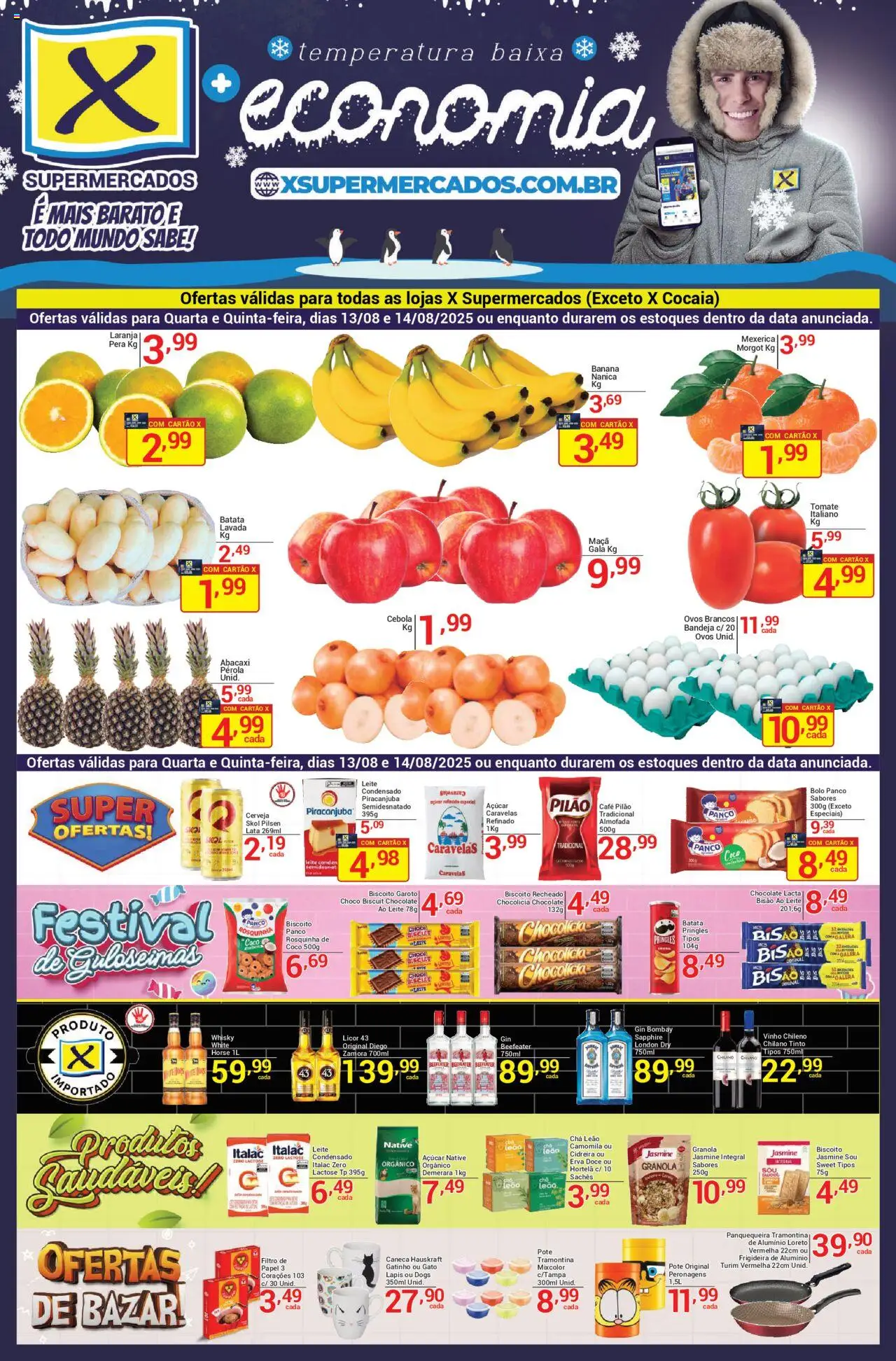 X Supermercados Folheto - válido de 13.08.2025 | Página: 1 | Produtos: Coco, Biscoito, Abacaxi, Bolo