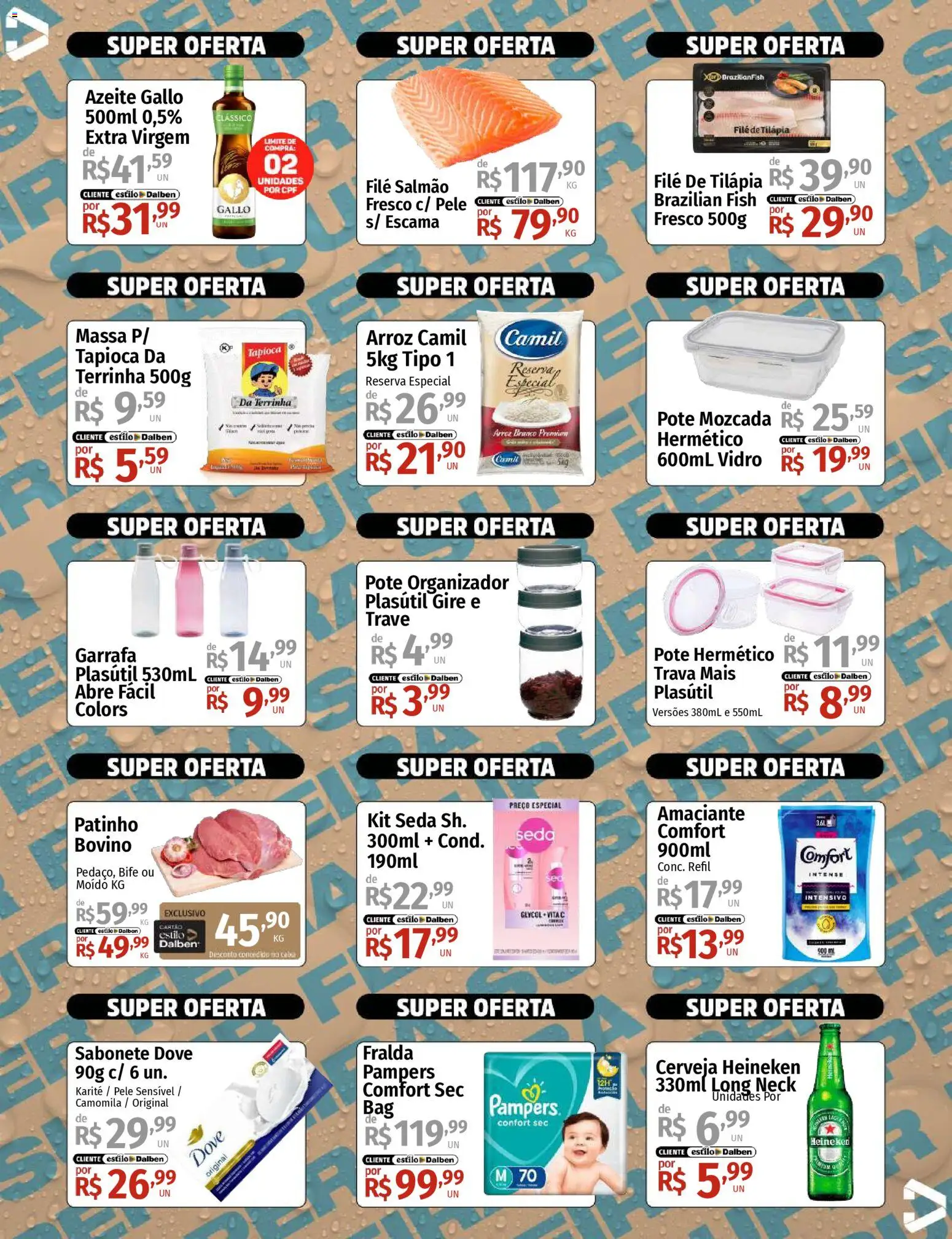 Supermercado Dalben Folheto - válido de 20.04.2026 | Página: 2 | Produtos: Pampers, Tapioca, Arroz, Massa