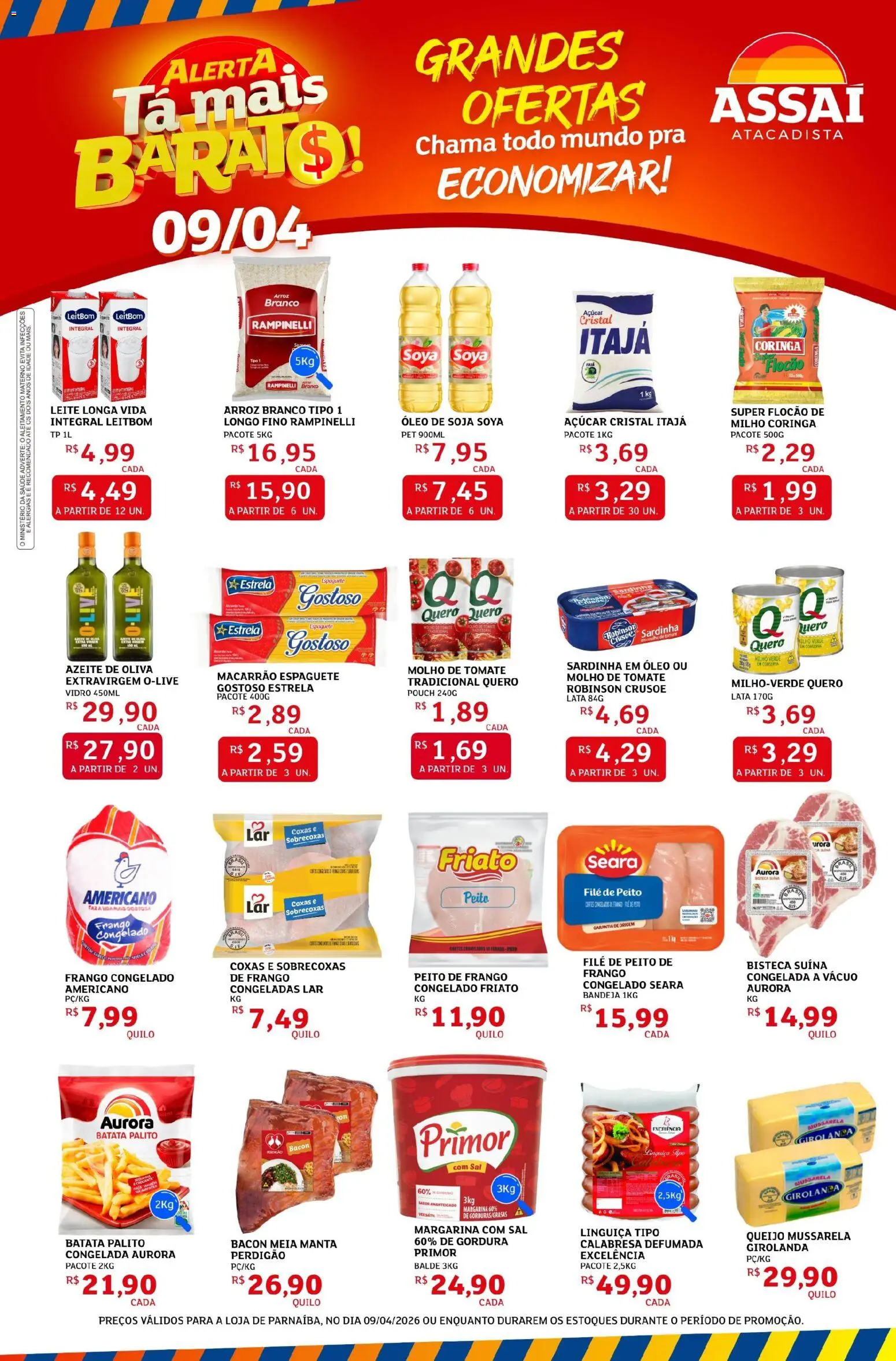 Assaí Atacadista Folheto - válido de 22.04.2026 | Página: 1 | Produtos: Molho de tomate, Óleo, Bandeja, Margarina