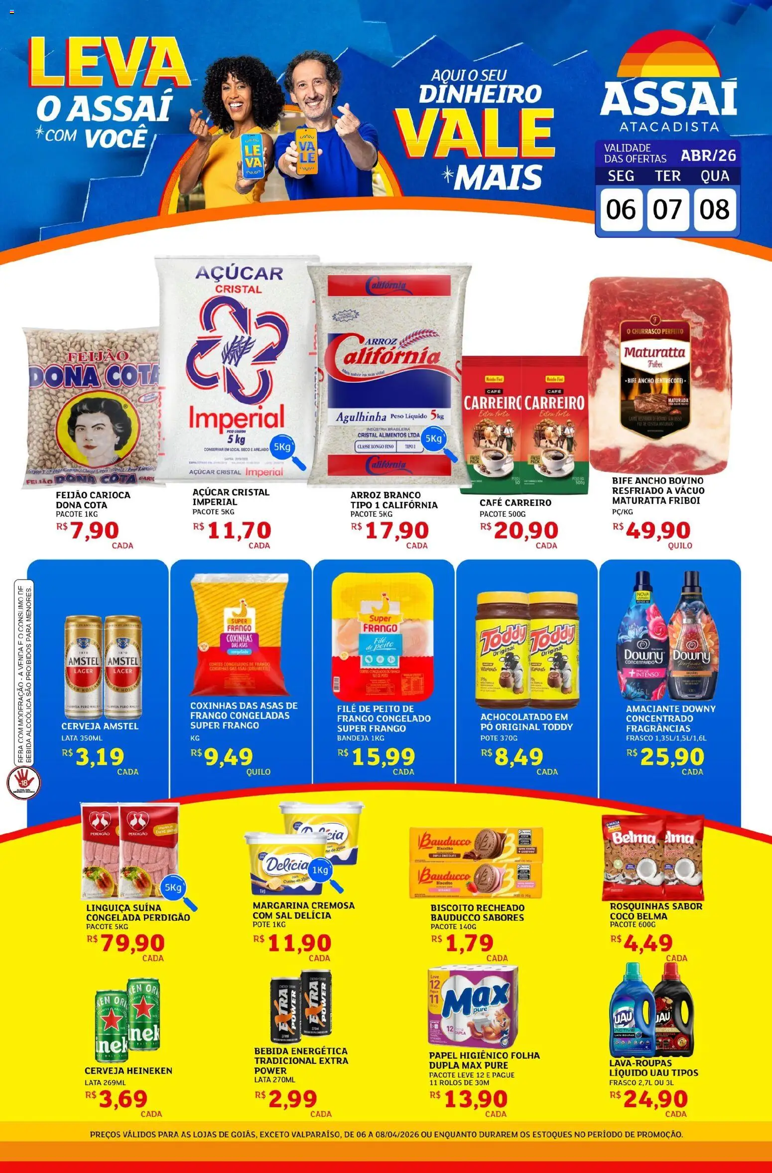 Assaí Atacadista Folheto - válido de 06.04.2026 | Página: 1 | Produtos: Achocolatado, Linguiça, Arroz, Bebida