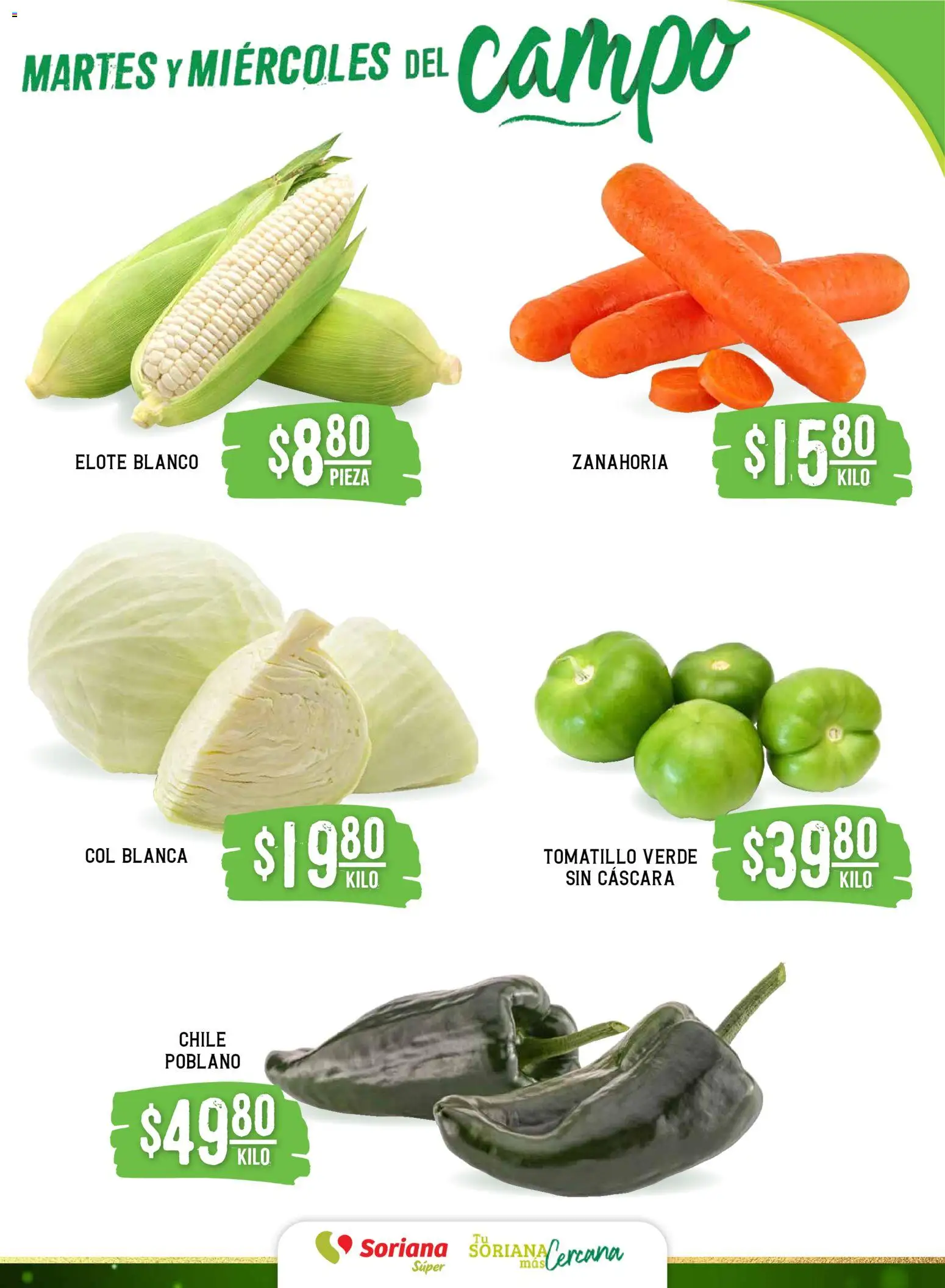 Nuevas ofertas de Soriana válidas en toda la República Mexicana desde el 26.11.2025. ¡Encuentra las mejores ofertas en Soriana - Martes y Miércoles del Campo Súper: Ags, Nay, Jal, Qro, Col, Mich, Gto, Hgo, Tlax, Mor, Pue, Gro, Oax, Edo. de Mex, Vall! | Página: 3 | Productos: Col, Zanahoria