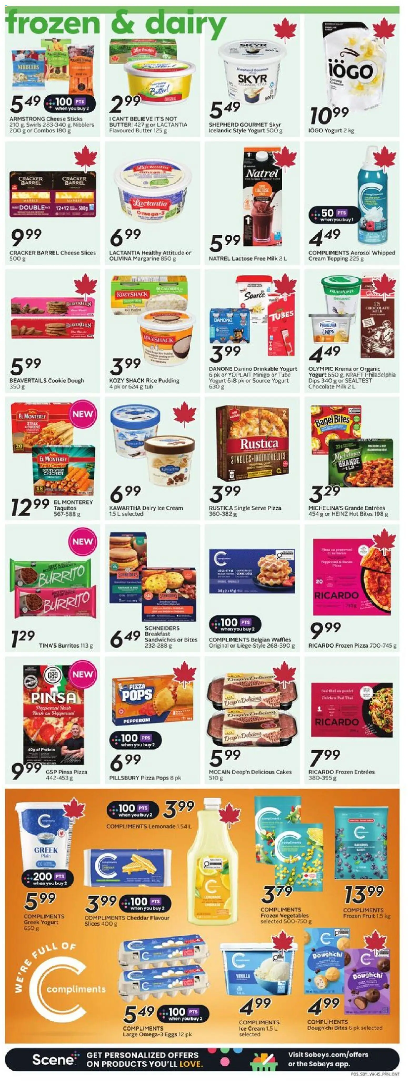 Sobeys flyer valid from 05.03.2026 | Page: 8 | Products: Cream, Milk, Cheese, Eggs