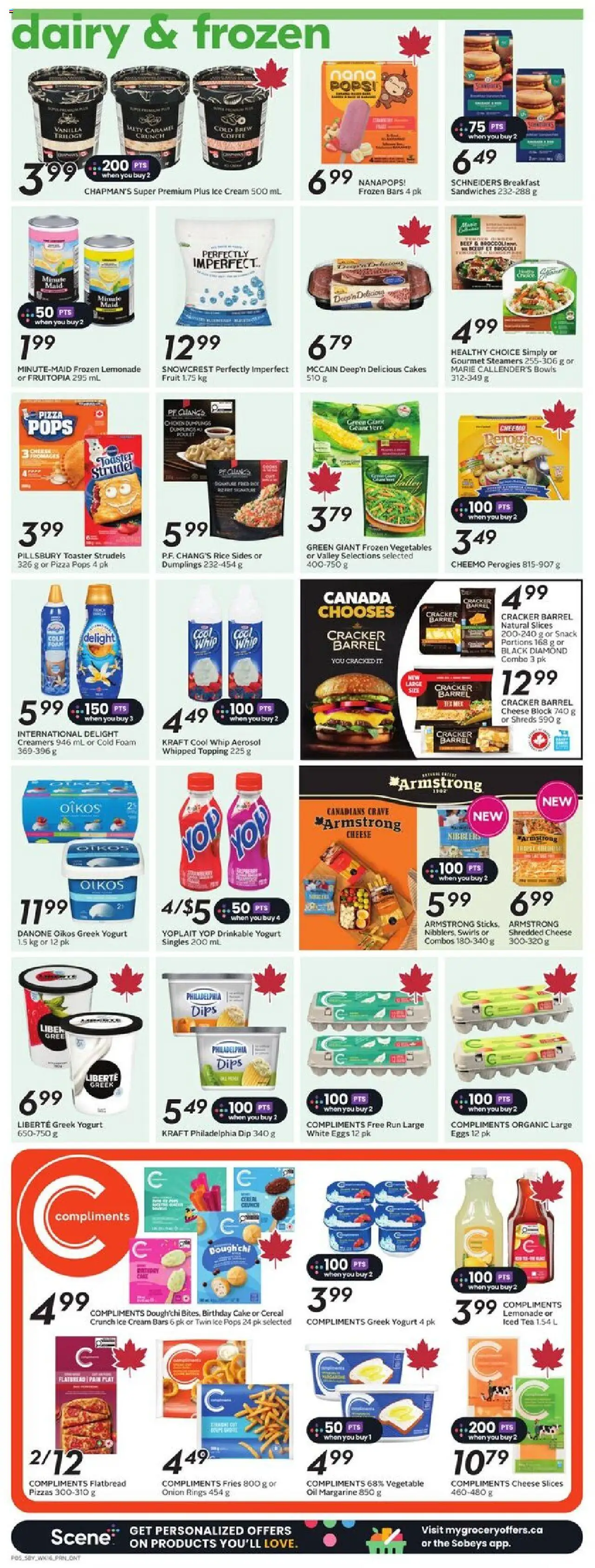 Sobeys flyer valid from 14.08.2025 | Page: 9 | Products: Beef, Cream, Yogurt, Pizza