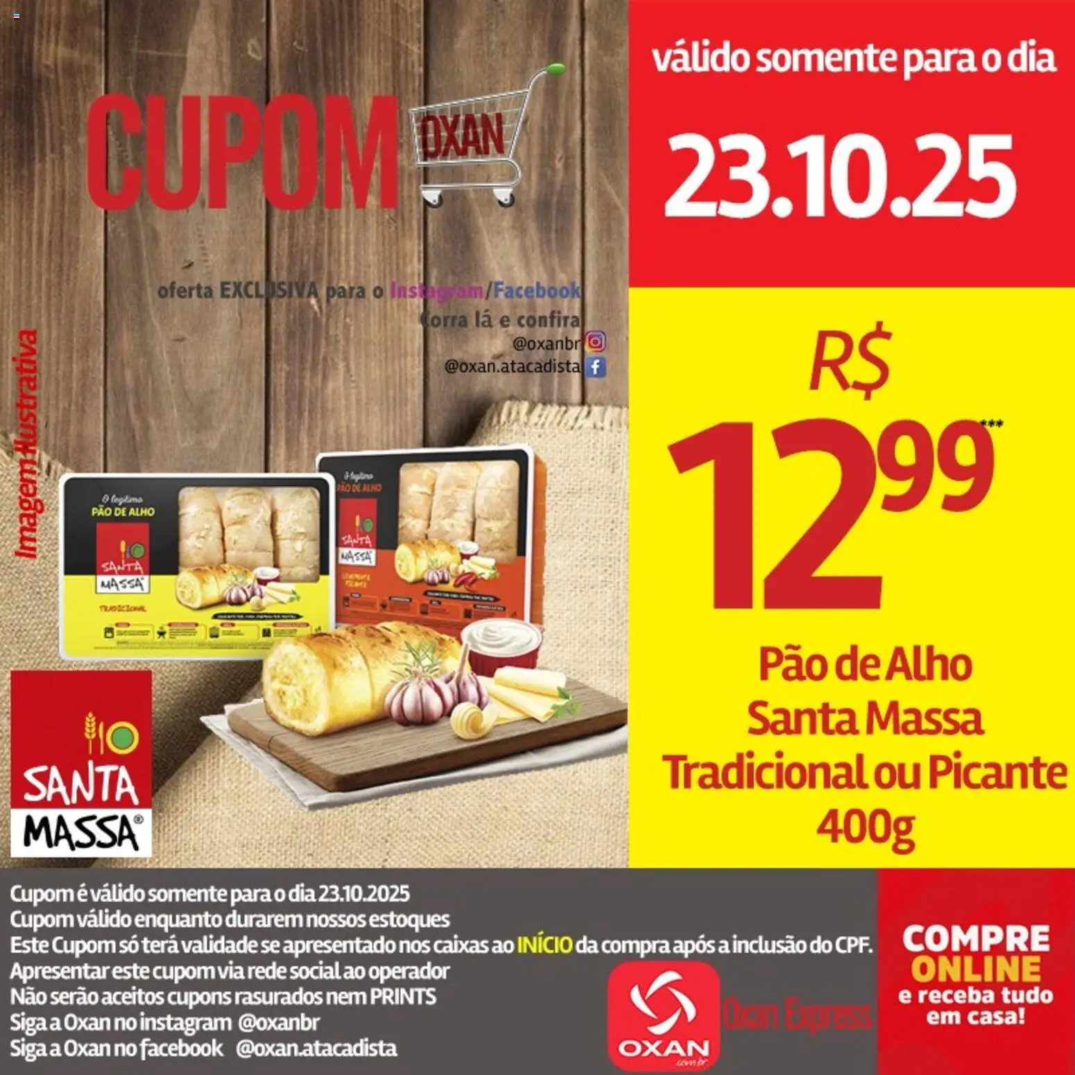 Oxan Atacadista Folheto - válido de 23.10.2025 | Página: 8 | Produtos: Alho, Pao de alho, Pão, Massa
