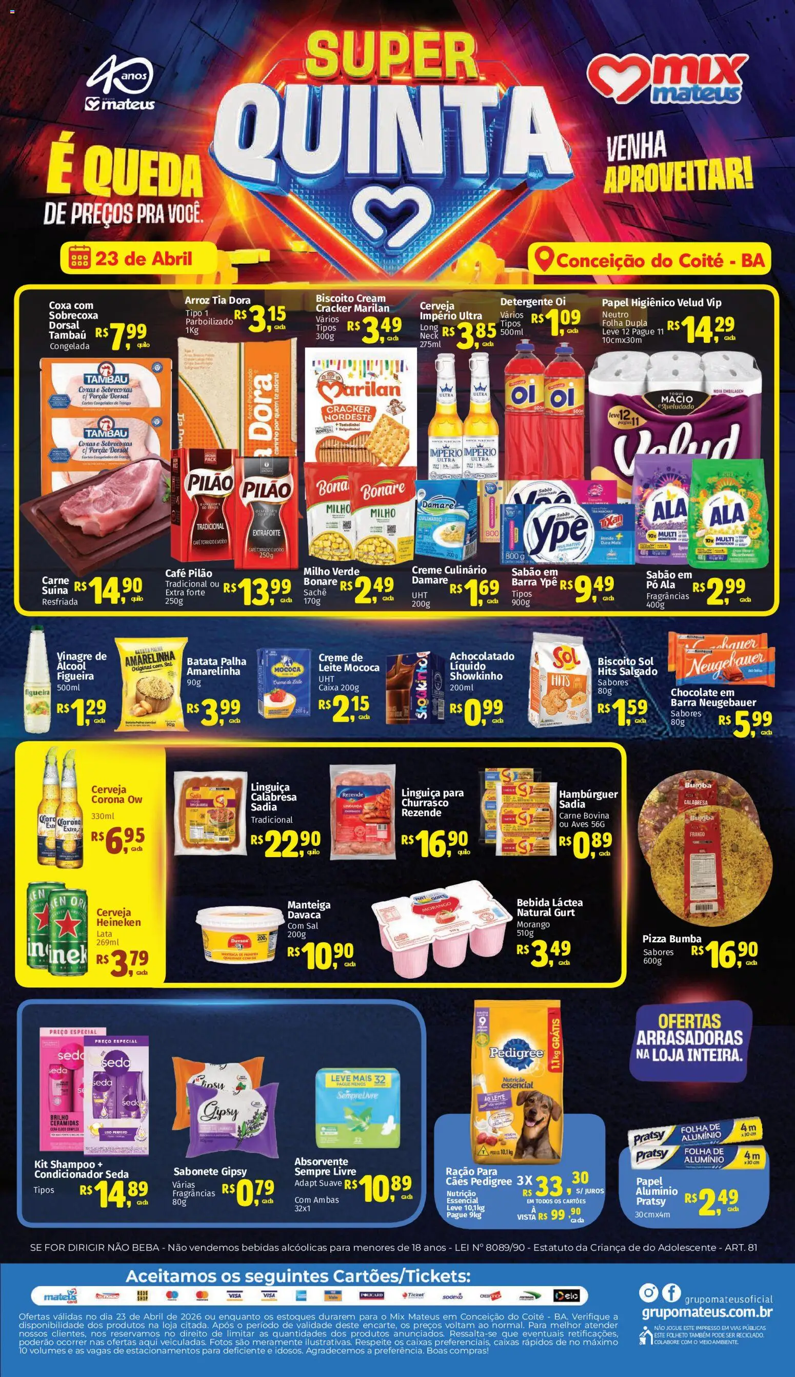 Mateus Folheto - válido de 23.04.2026 | Página: 1 | Produtos: Pó, Arroz, Batata, Frango