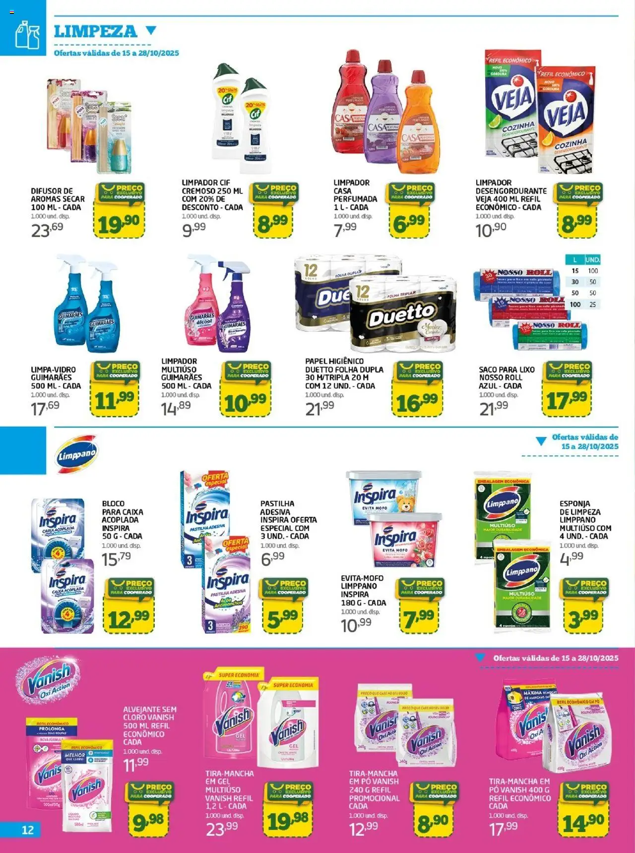 Cooper Folheto - válido de 15.10.2025 | Página: 12 | Produtos: Difusor, Saco para lixo, Esponja, Papel higiênico