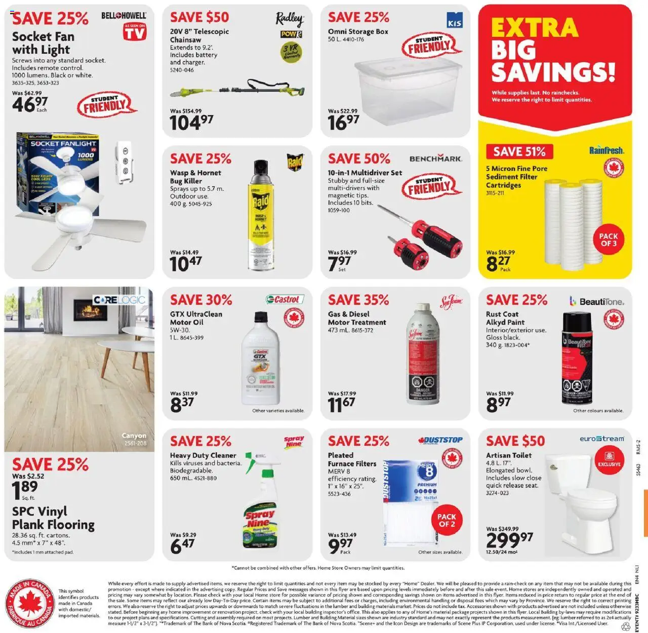 Home Hardware flyer valid from 14.08.2025 | Page: 2 | Products: Socket, Box, Battery, Oil