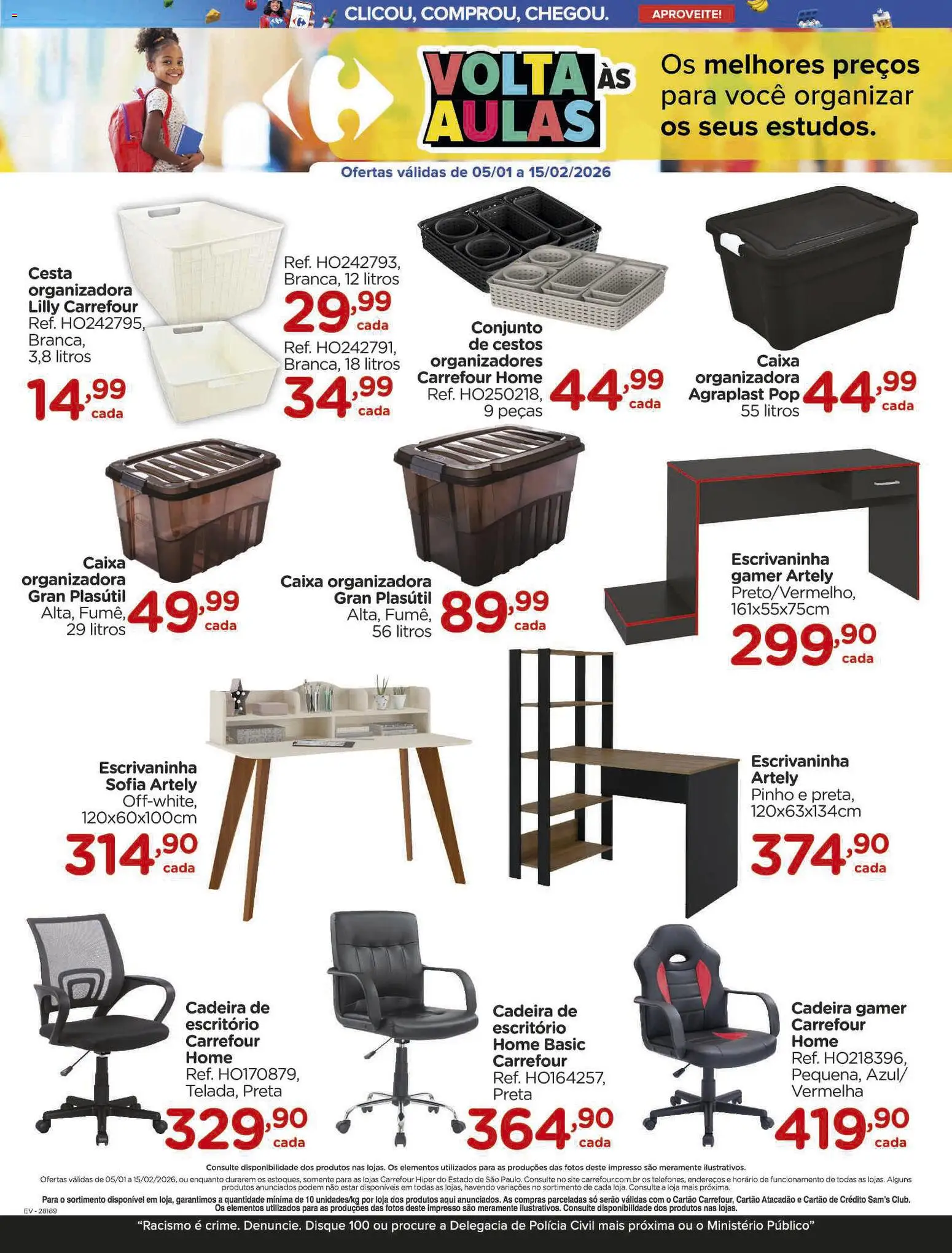 Carrefour Folheto - válido de 05.01.2026 | Página: 12 | Produtos: Cadeira gamer, Cadeira, Caixa, Escrivaninha