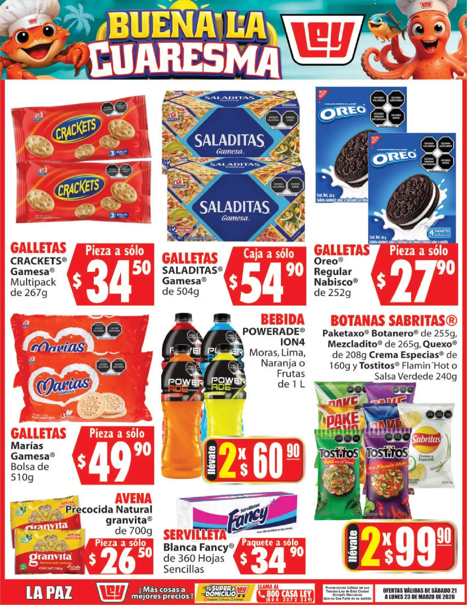 Nuevas ofertas de Casa Ley válidas en toda la República Mexicana desde el 21.03.2026. ¡Encuentra las mejores ofertas en Casa Ley folleto Buena la Cuaresma! | Página: 5 | Productos: Crema, Bolsa, Galletas, Caja