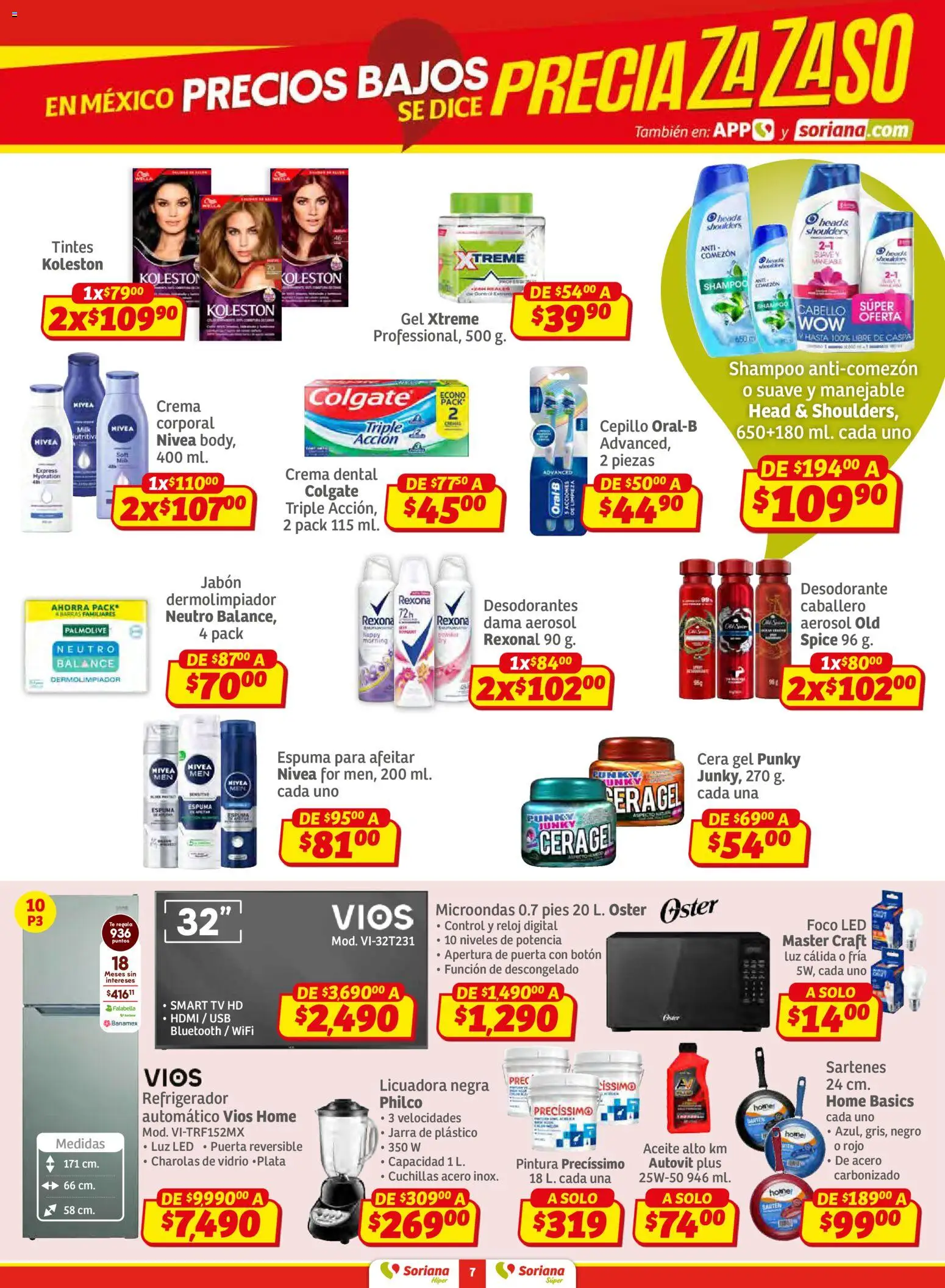 Nuevas ofertas de Soriana válidas en toda la República Mexicana desde el 15.01.2026. ¡Encuentra las mejores ofertas en Soriana - Preciazazaso Súper: Frontera BCN, Son! | Página: 7 | Productos: Microondas, Té, Foco, Jarra