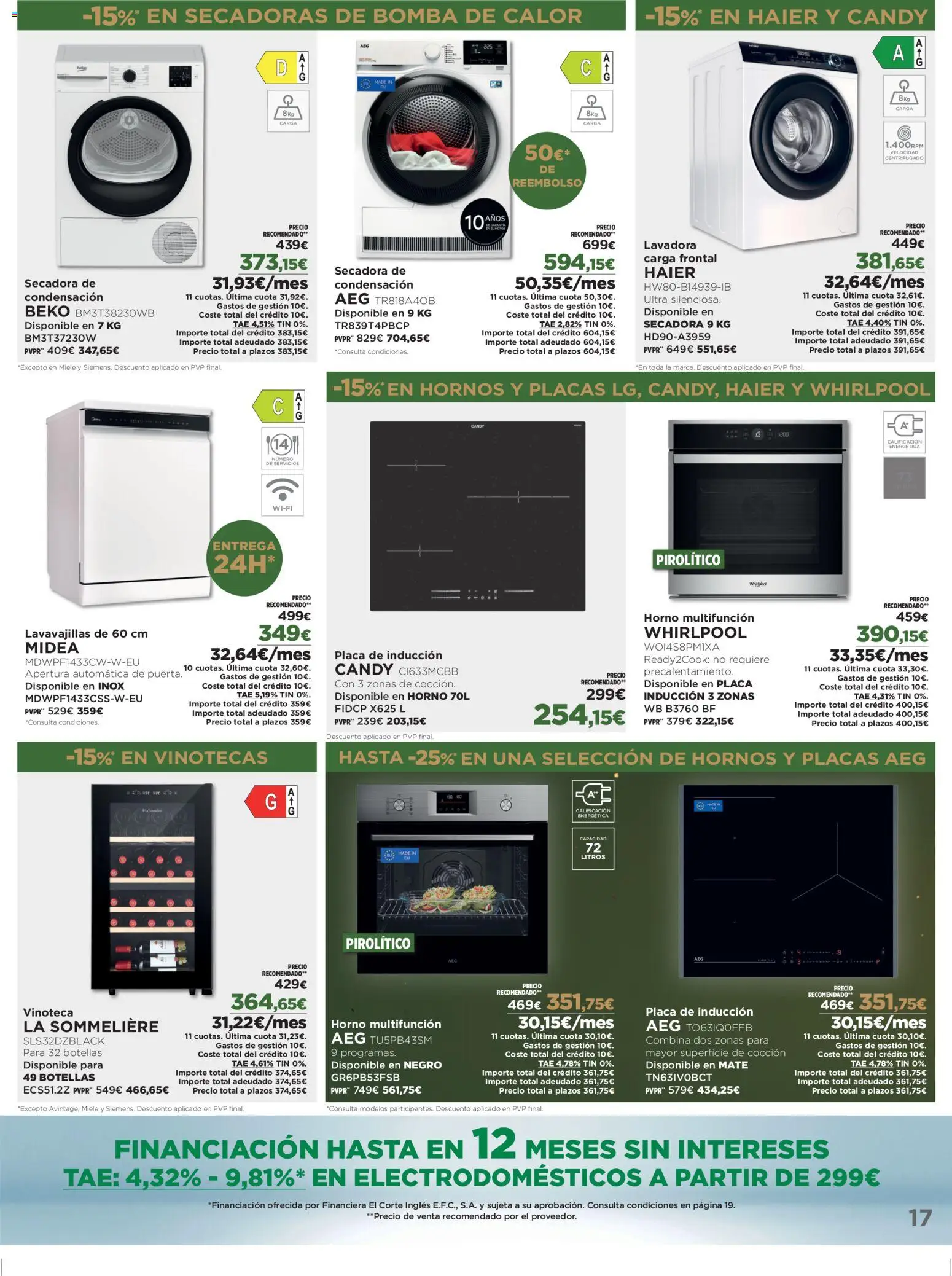 Nuevas ofertas de El Corte Inglés válidas en toda la República Mexicana desde el 26.12.2025. ¡Encuentra las mejores ofertas en El Corte Inglés catálogo Los Tecnoprecios! | Página: 17 | Productos: Secadora, Horno, Lavadora, Lavavajillas