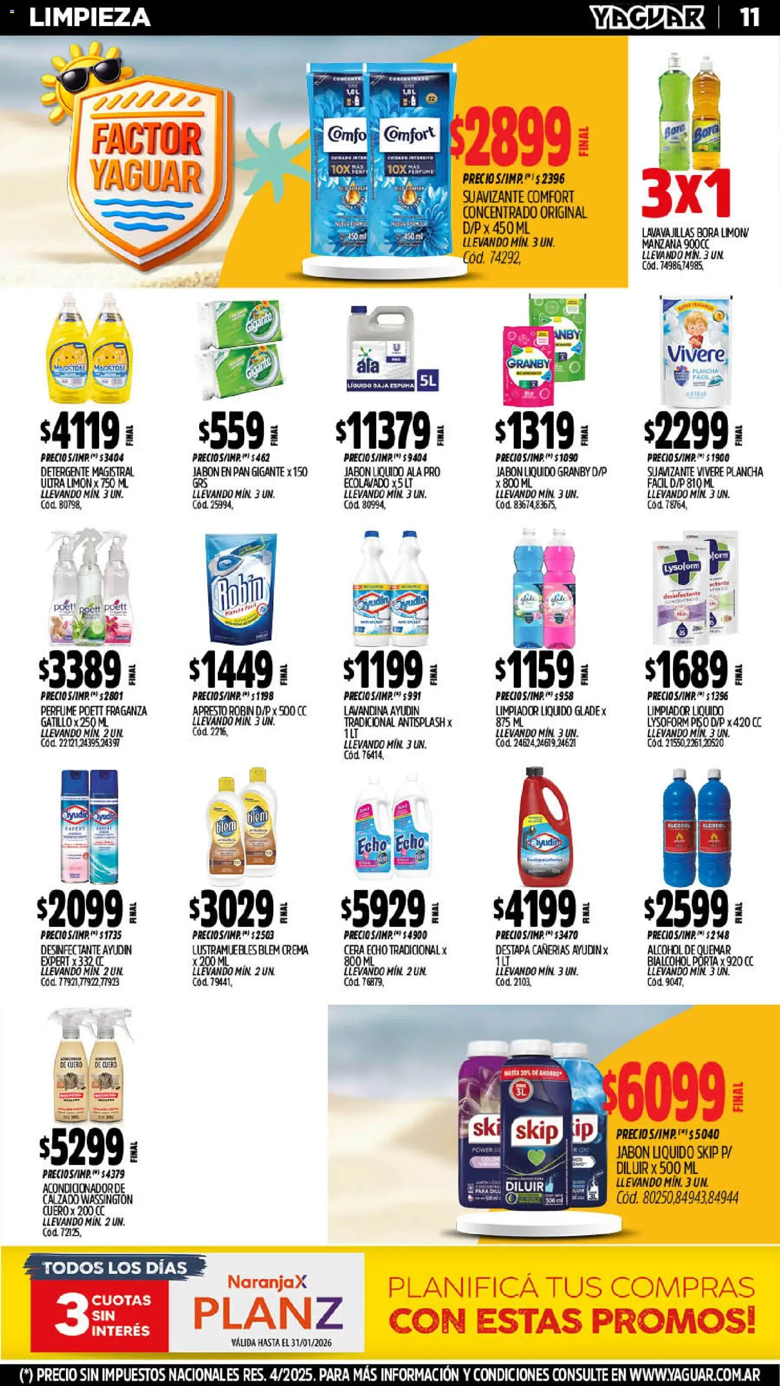 Yaguar catálogo │ válido desde el 05.01.2026 | Página: 11 | Productos: Desinfectante, Lavavajillas, Manzana, Plancha