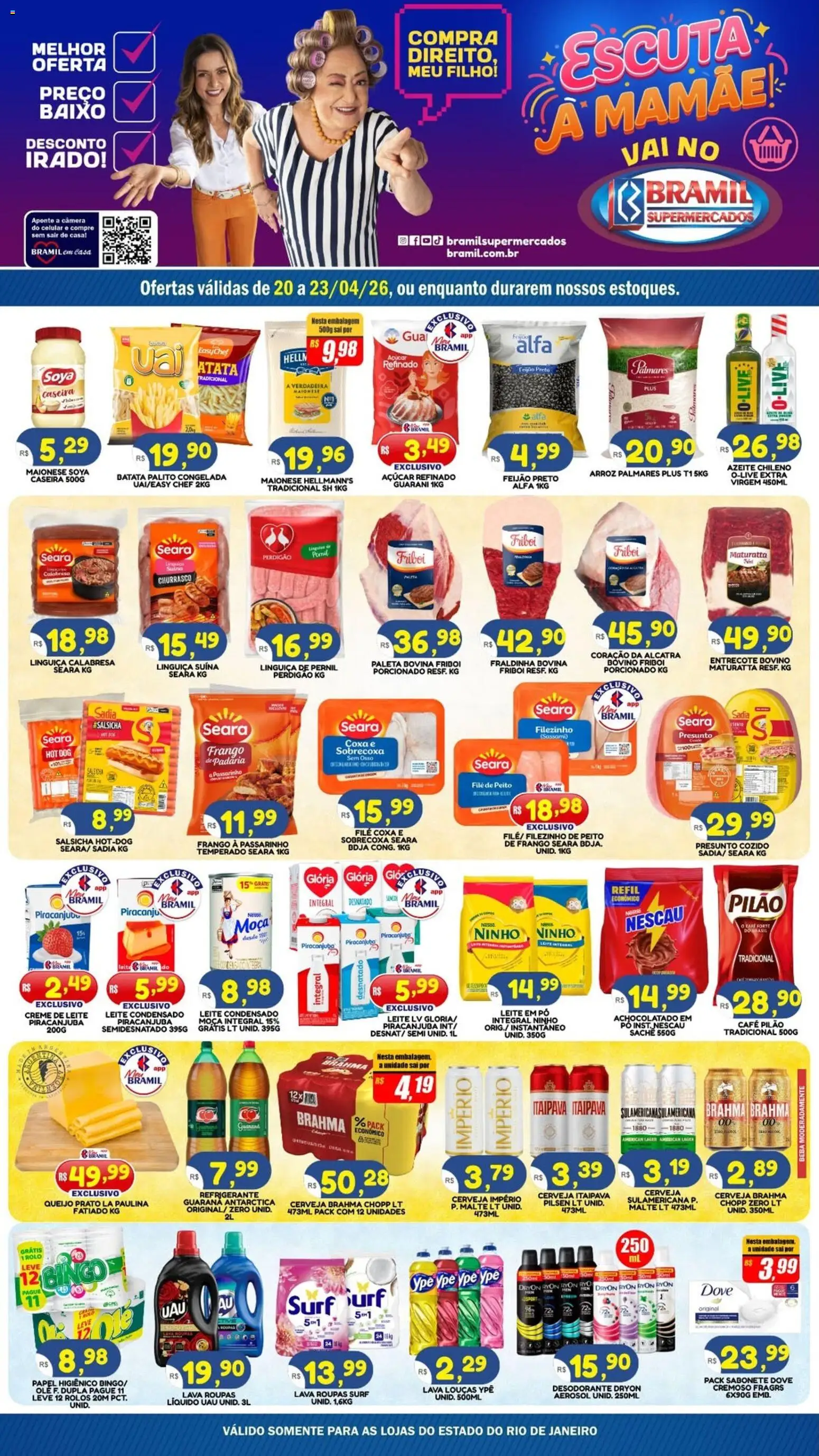 Bramil Supermercados Folheto - válido de 20.04.2026 | Página: 1 | Produtos: Pernil, Refrigerante, Leite condensado, Leite em pó