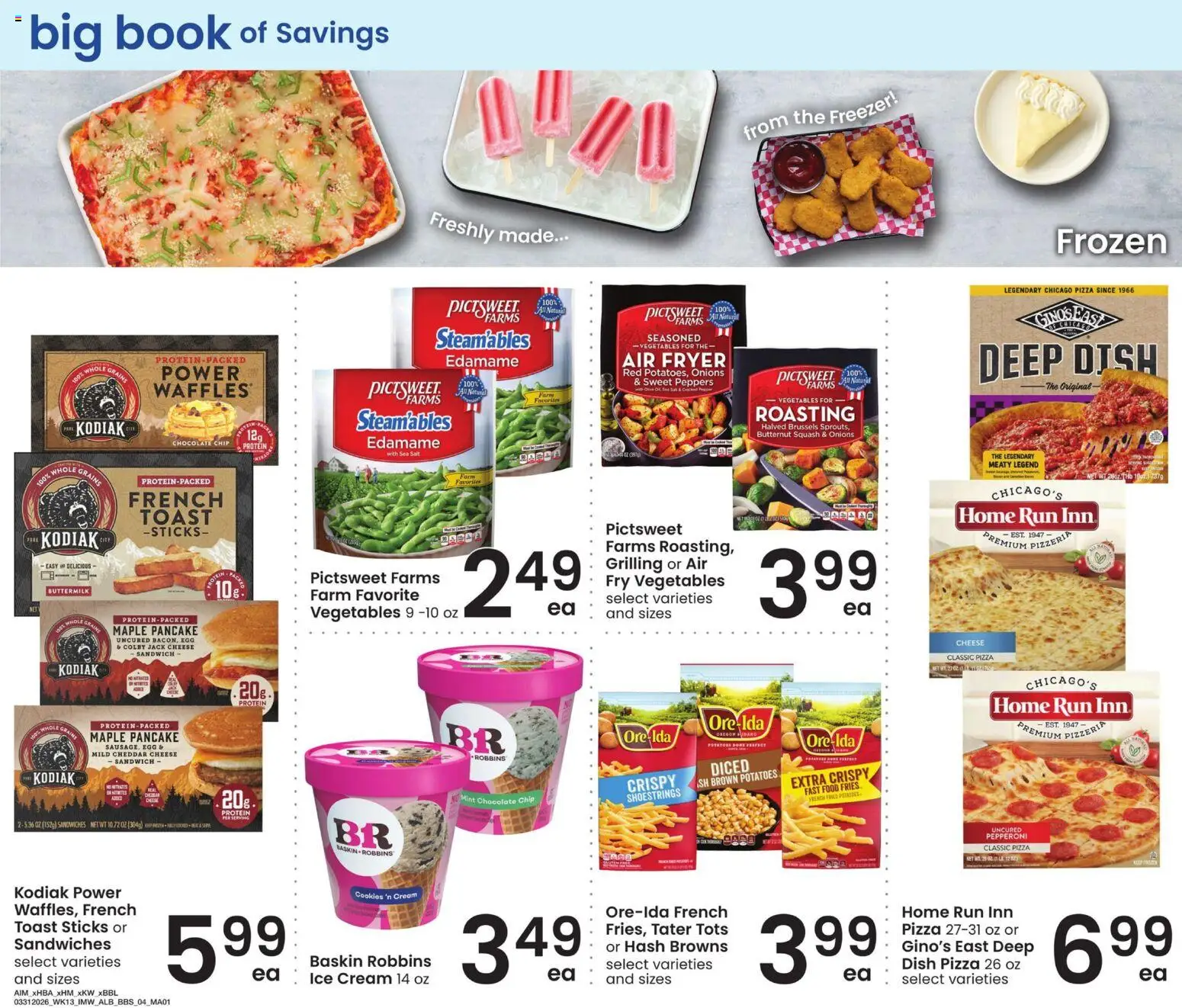 Albertsons Big Book of Savings - valid from 31.03.2026 | Page: 4 | Products: Fryer, Pizza, Vegetables, Freezer