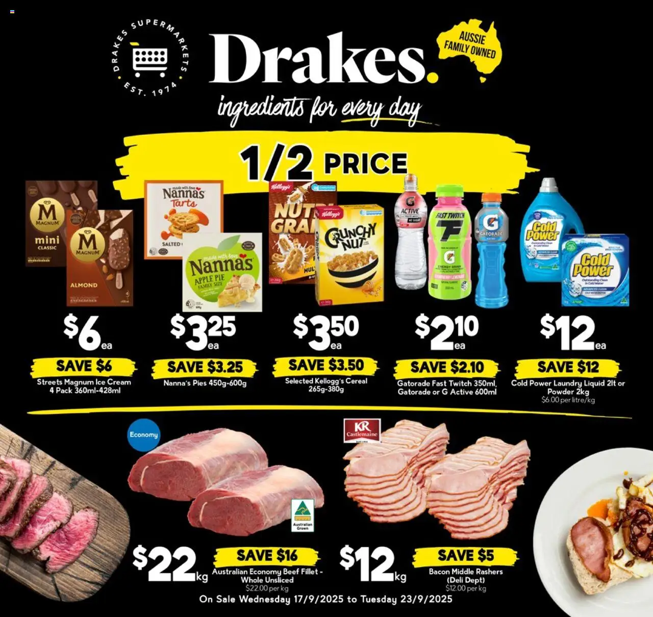 Drakes catalogue - valid from 17.09.2025 | Page: 1 | Products: Beef, Cream, Pies, Laundry
