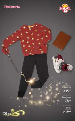 Vista previa de Del Sol y Woolworth catálogo Harry Potter, nuevo folleto de la tienda, válido en México a partir del 04.12.2025 | Página: 13 | Productos: Leggings, Tenis, Sudadera